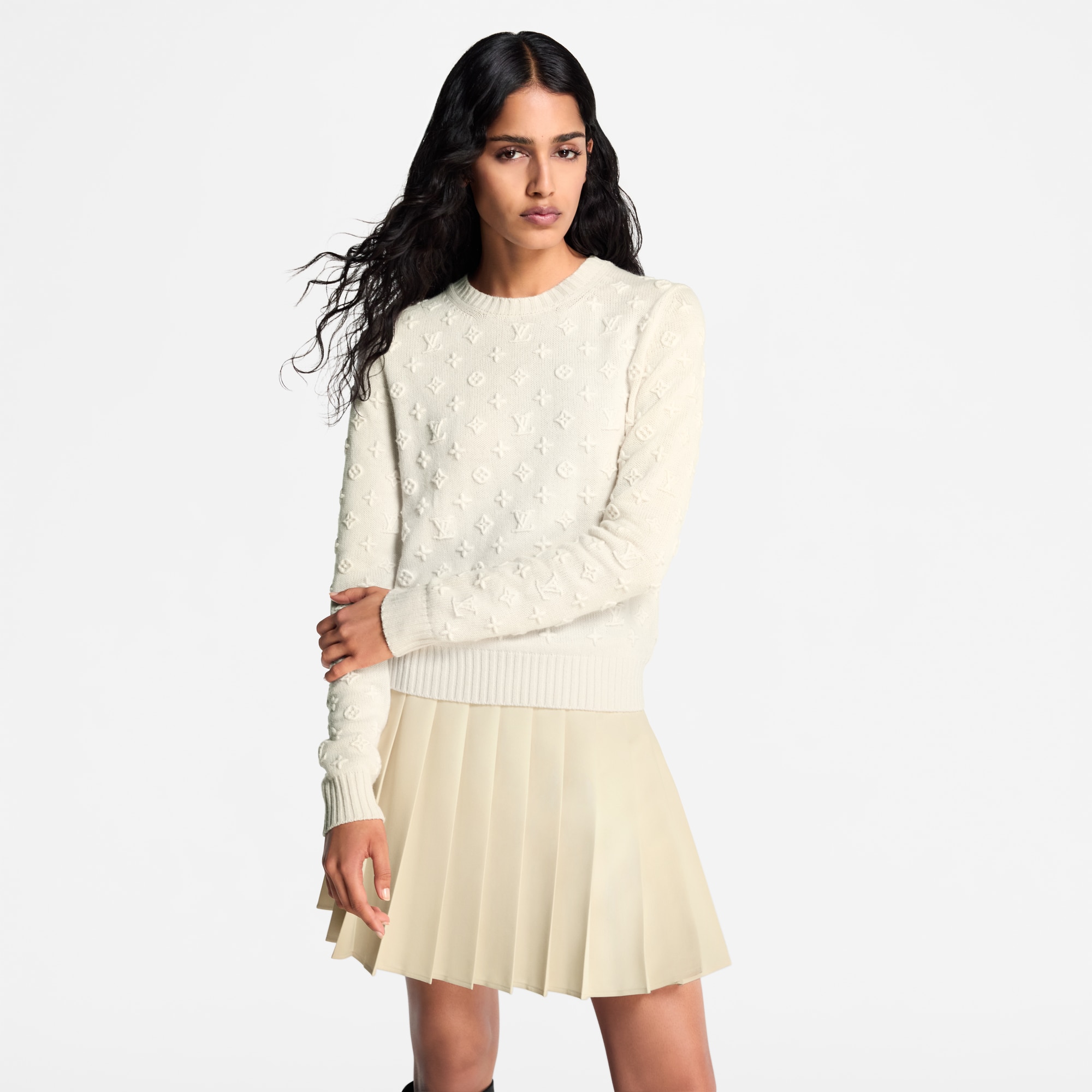 3D Monogram Knit Pullover  in Women