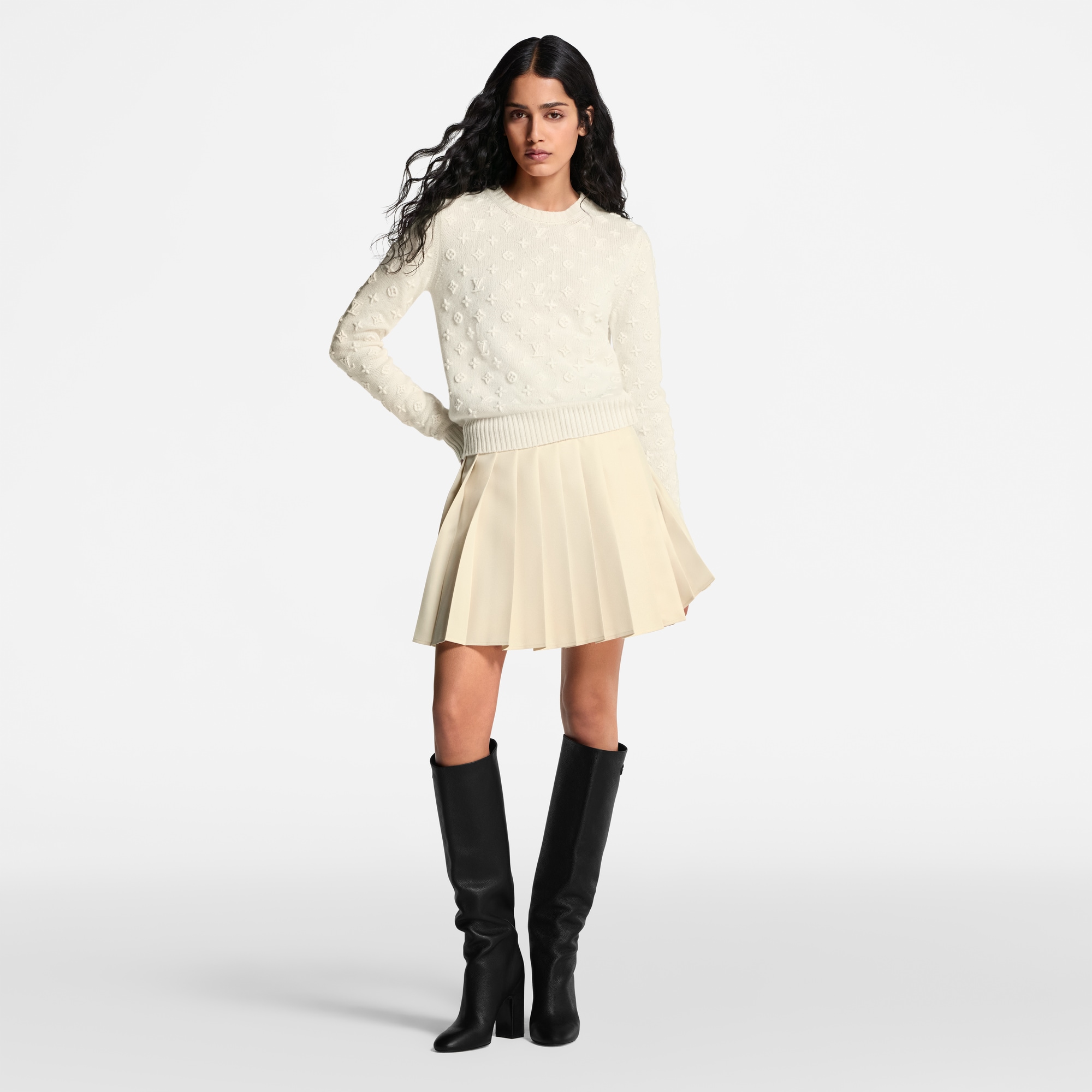 3D Monogram Knit Pullover  in Women