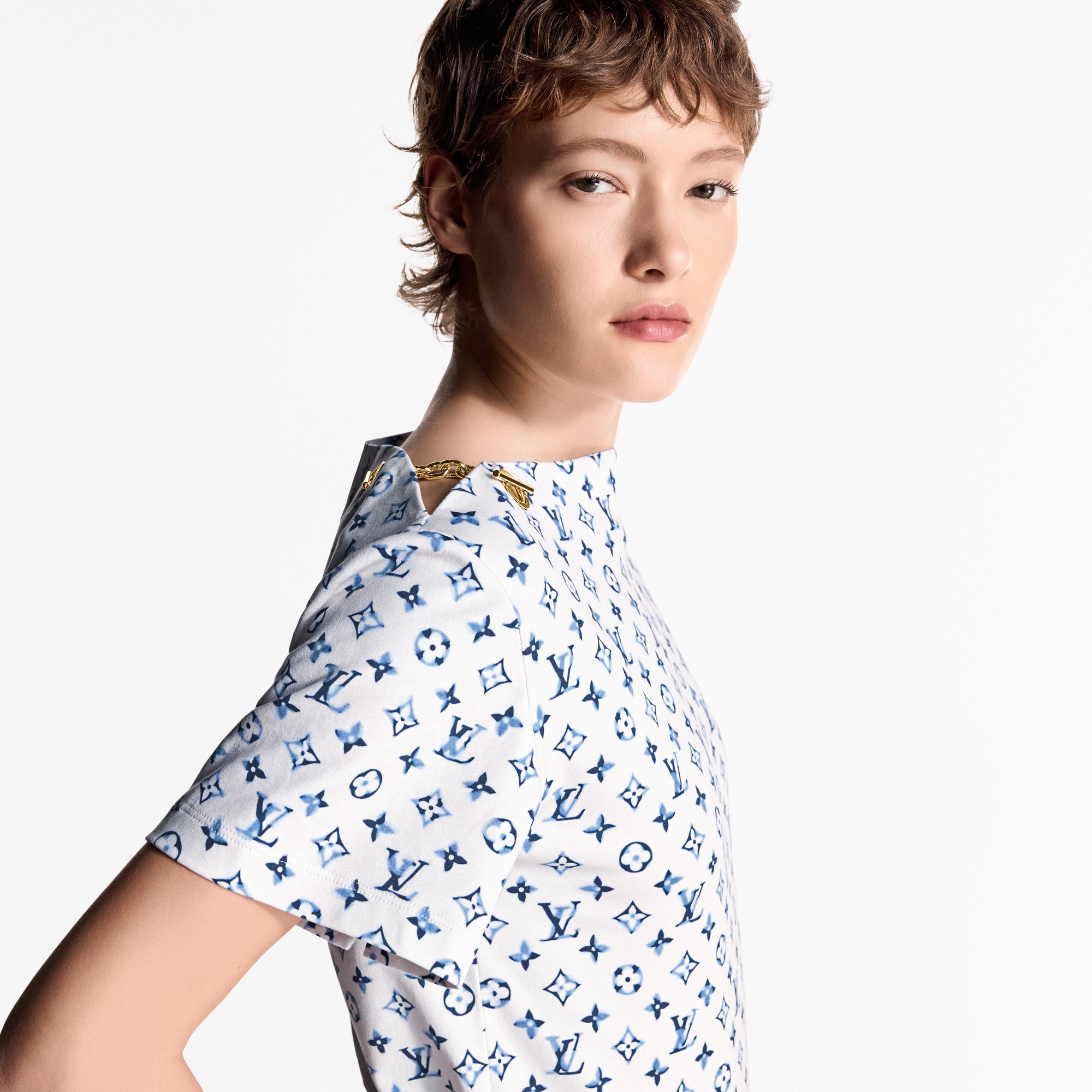 Aquarelle Monogram Eyelet T-Shirt    in Women