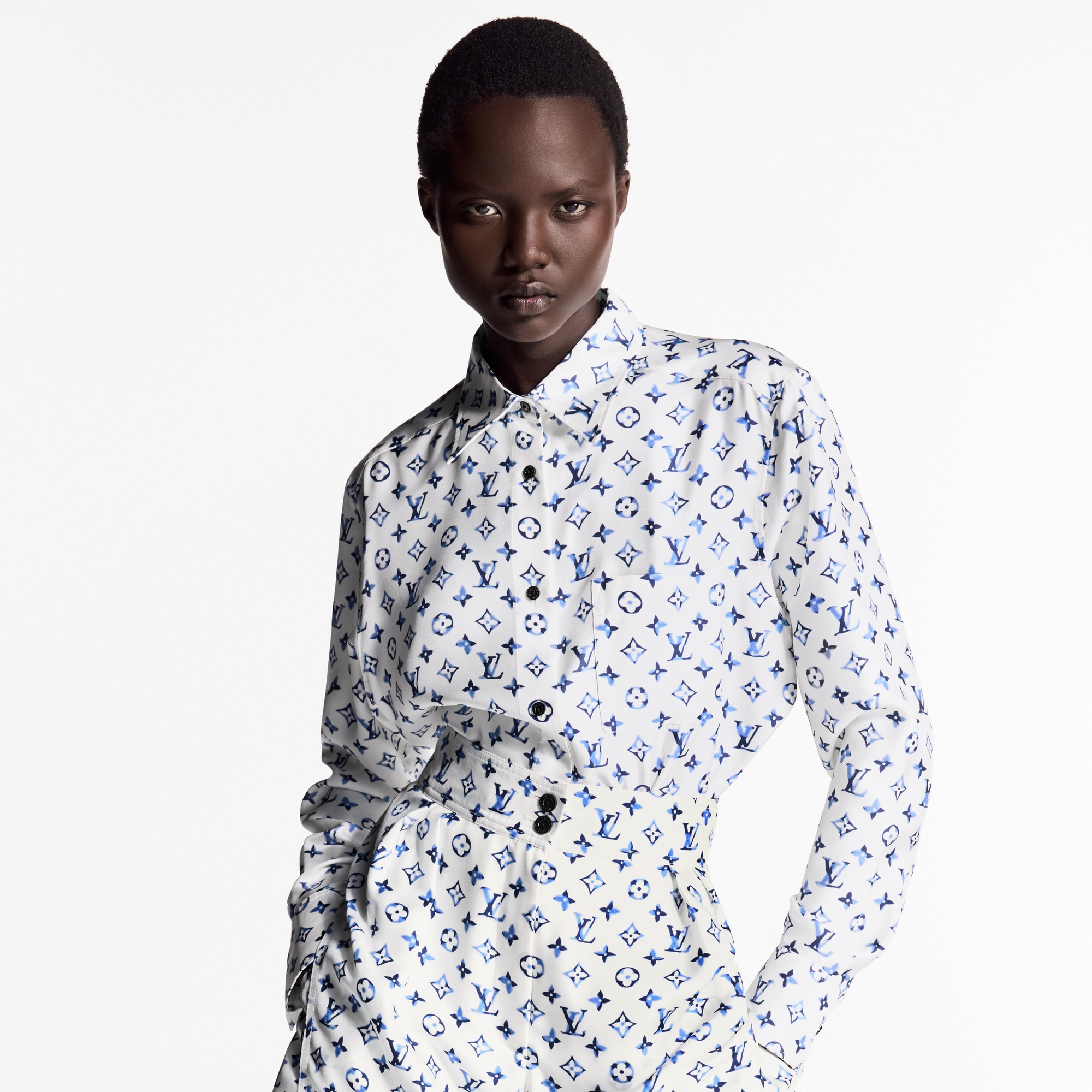 Aquarelle Monogram Silk Shirt  in Women