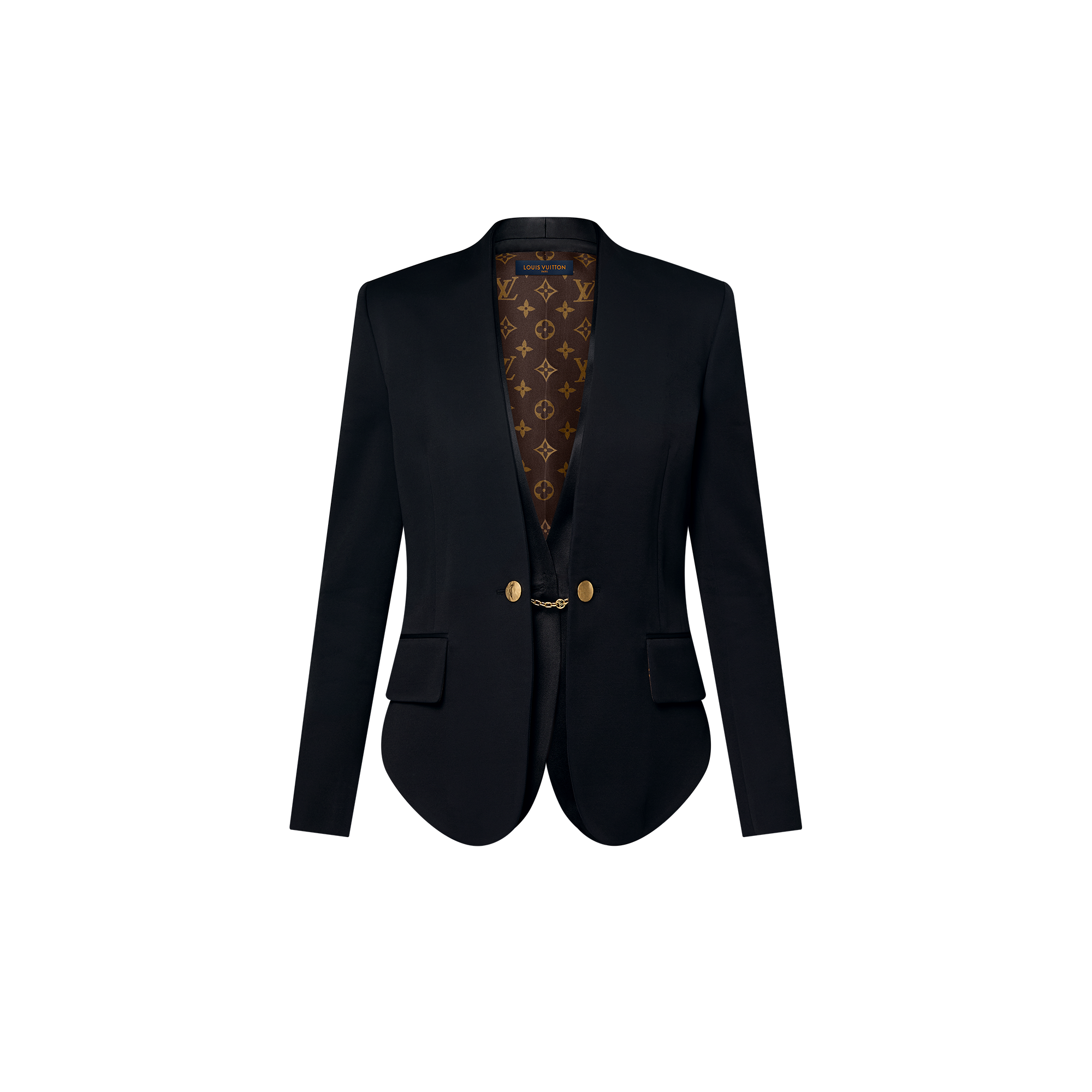 Collarless Chain Detail Blazer   in Women