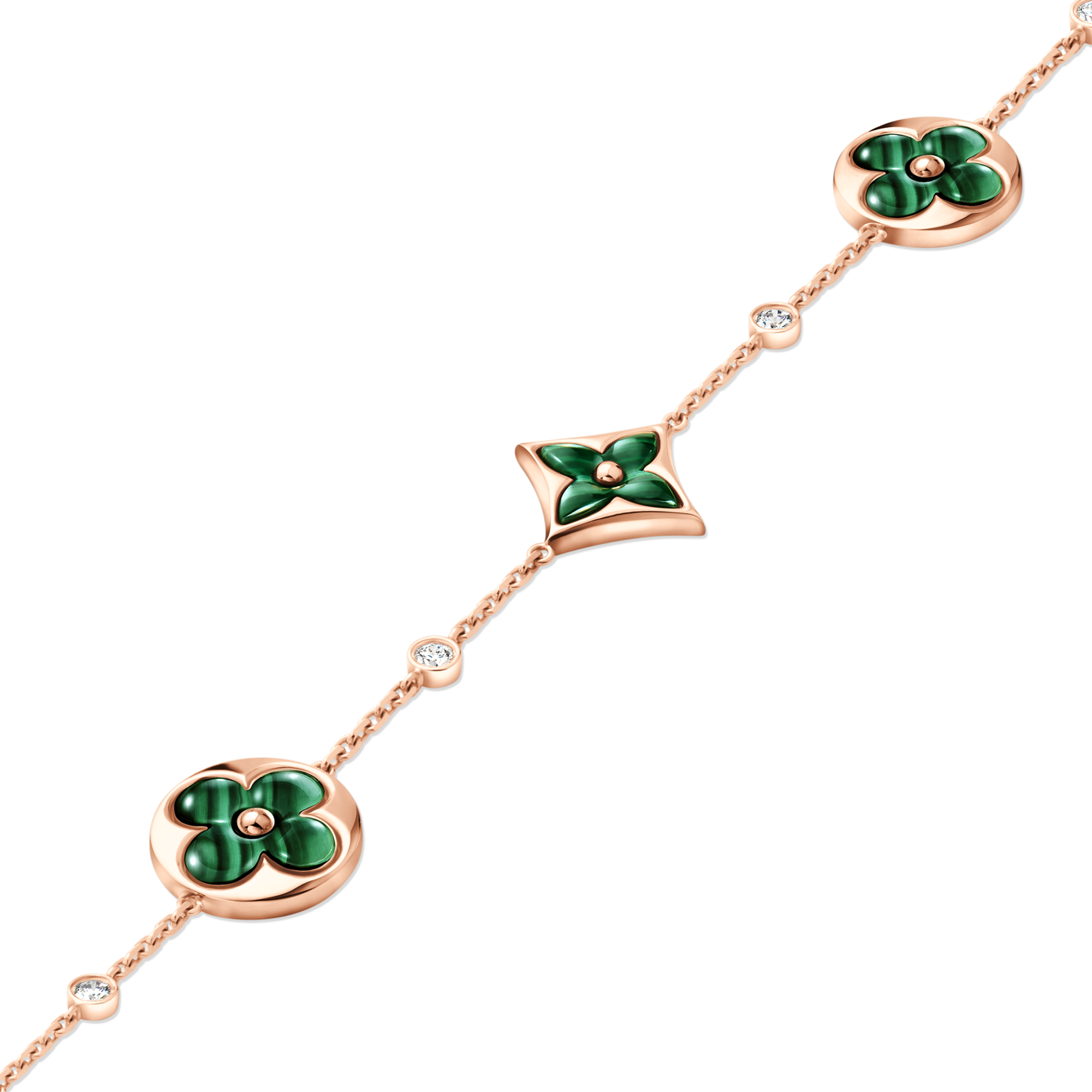Color Blossom Bb Multi-Motif Bracelet, Pink Gold, Malachite And Diamonds  in Jewellery