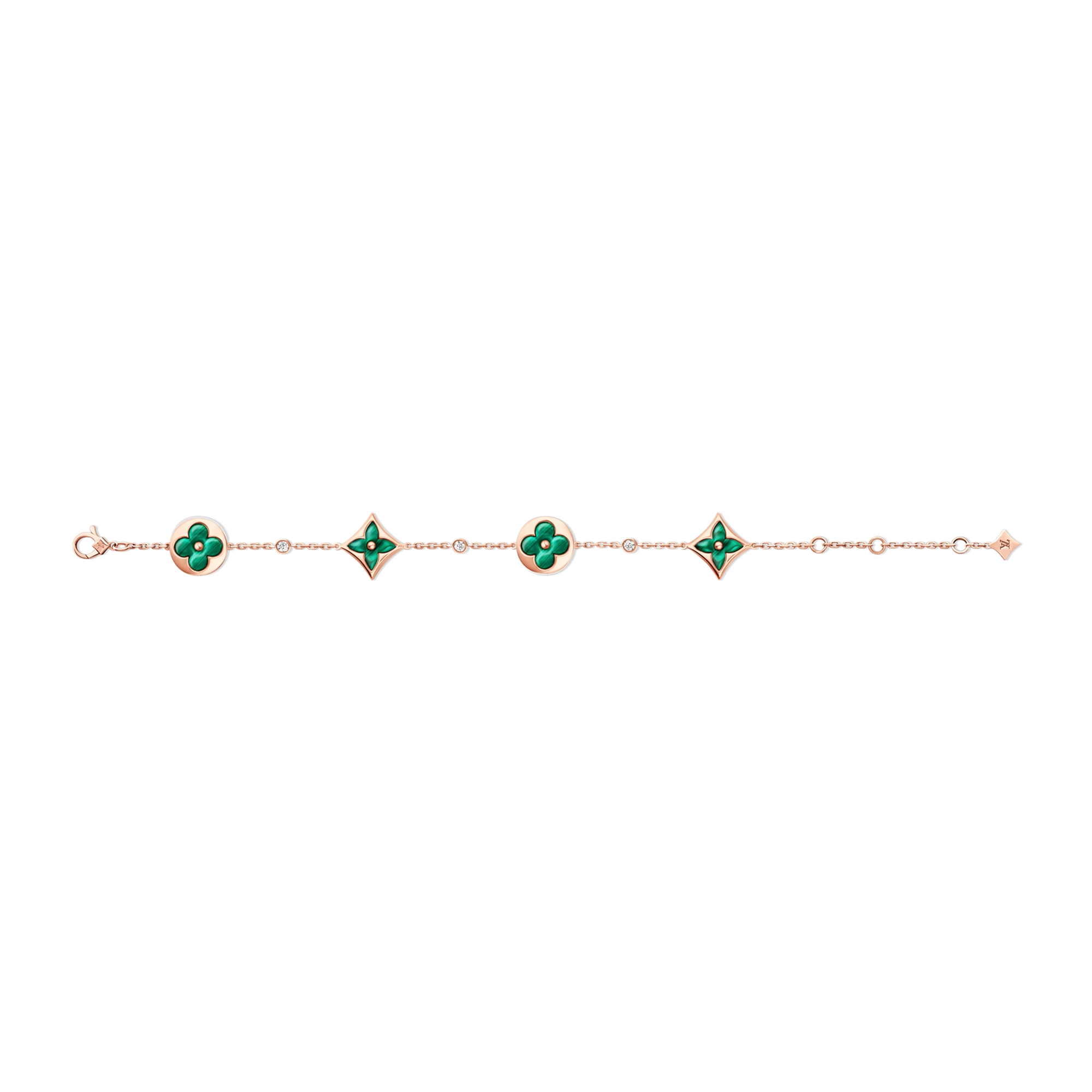 Color Blossom Bb Multi-Motif Bracelet, Pink Gold, Malachite And Diamonds  in Jewellery