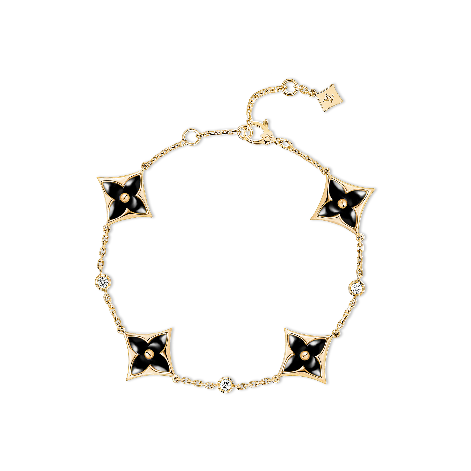Color Blossom BB Multi-Motifs Bracelet, Yellow Gold, Onyx And Diamonds  in Jewellery