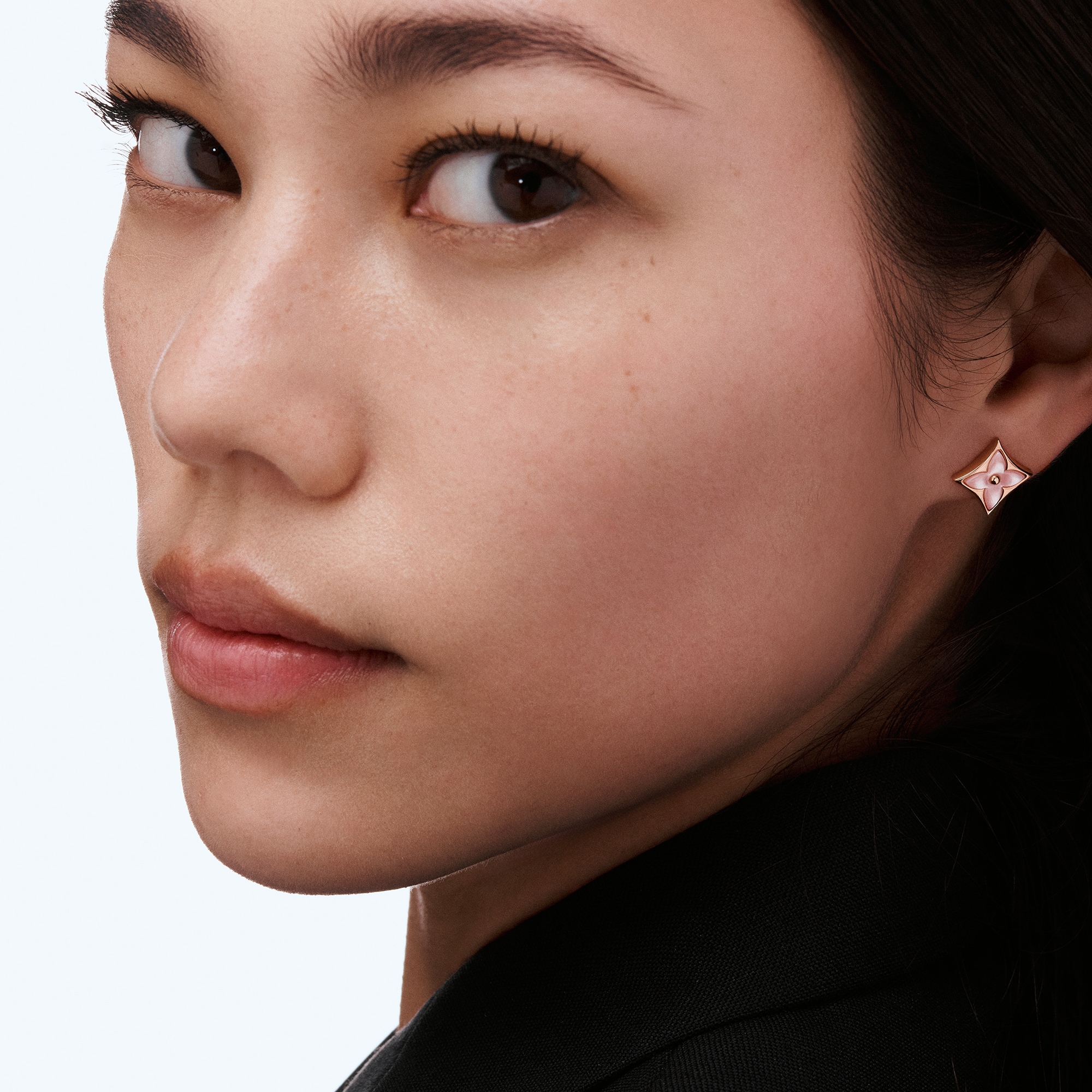 Color Blossom BB Star Ear Stud, Pink Gold and Pink Mother-of-Pearl - Per Unit  in Jewellery