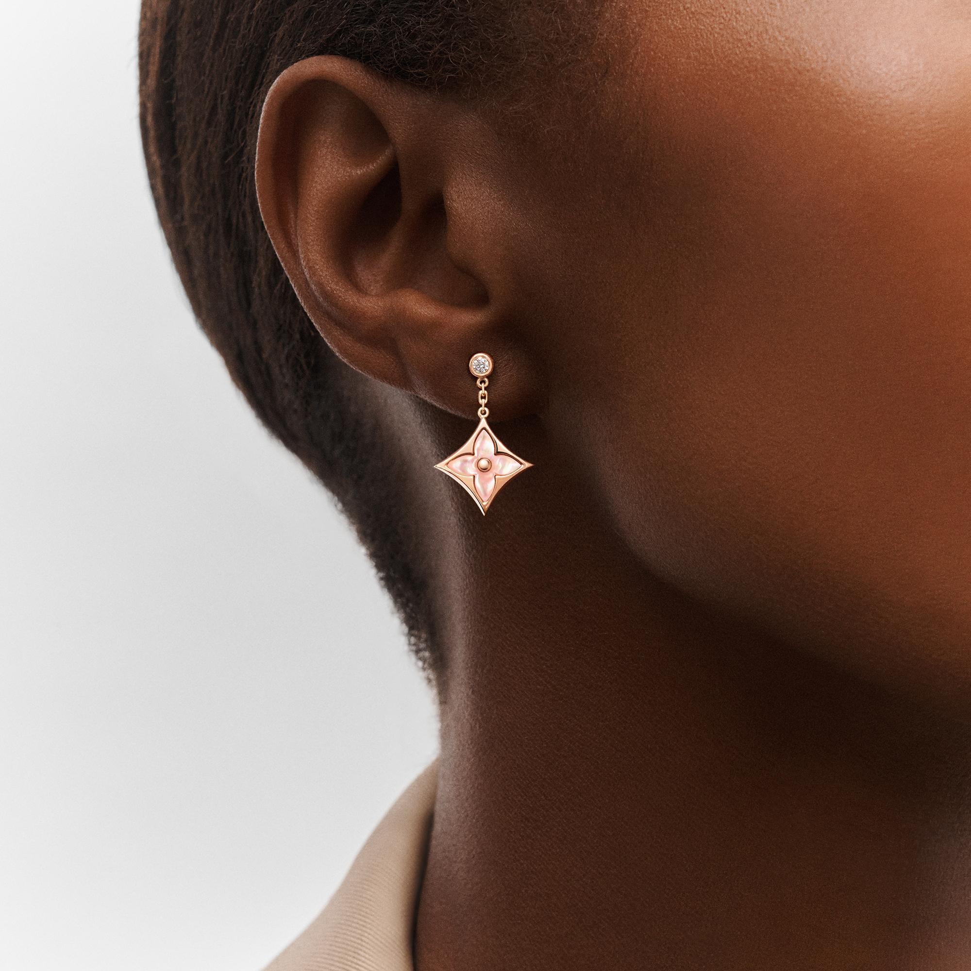 Color Blossom BB Star Ear Studs, Pink Gold, Pink Mother Of Pearl And Diamonds  in Jewellery