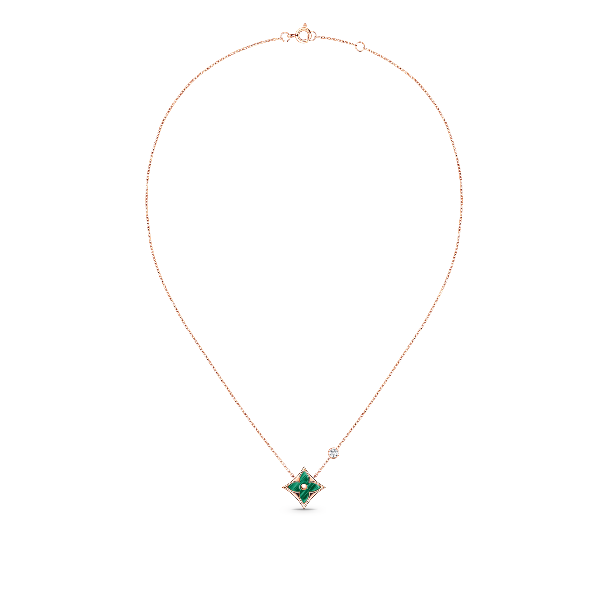 Color Blossom BB Star Pendant, Pink Gold, Malachite And Diamond  in Jewellery