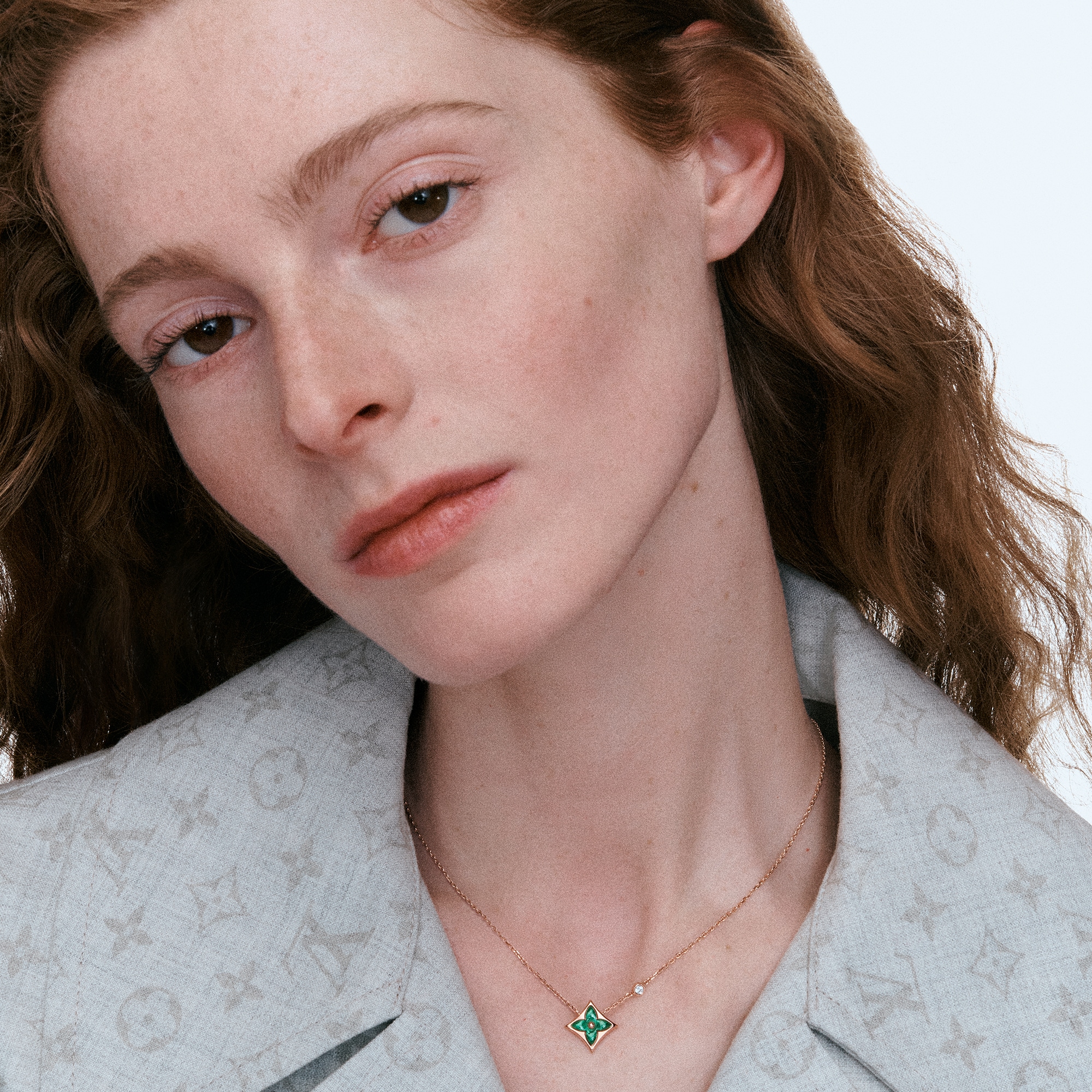 Color Blossom BB Star Pendant, Pink Gold, Malachite And Diamond  in Jewellery