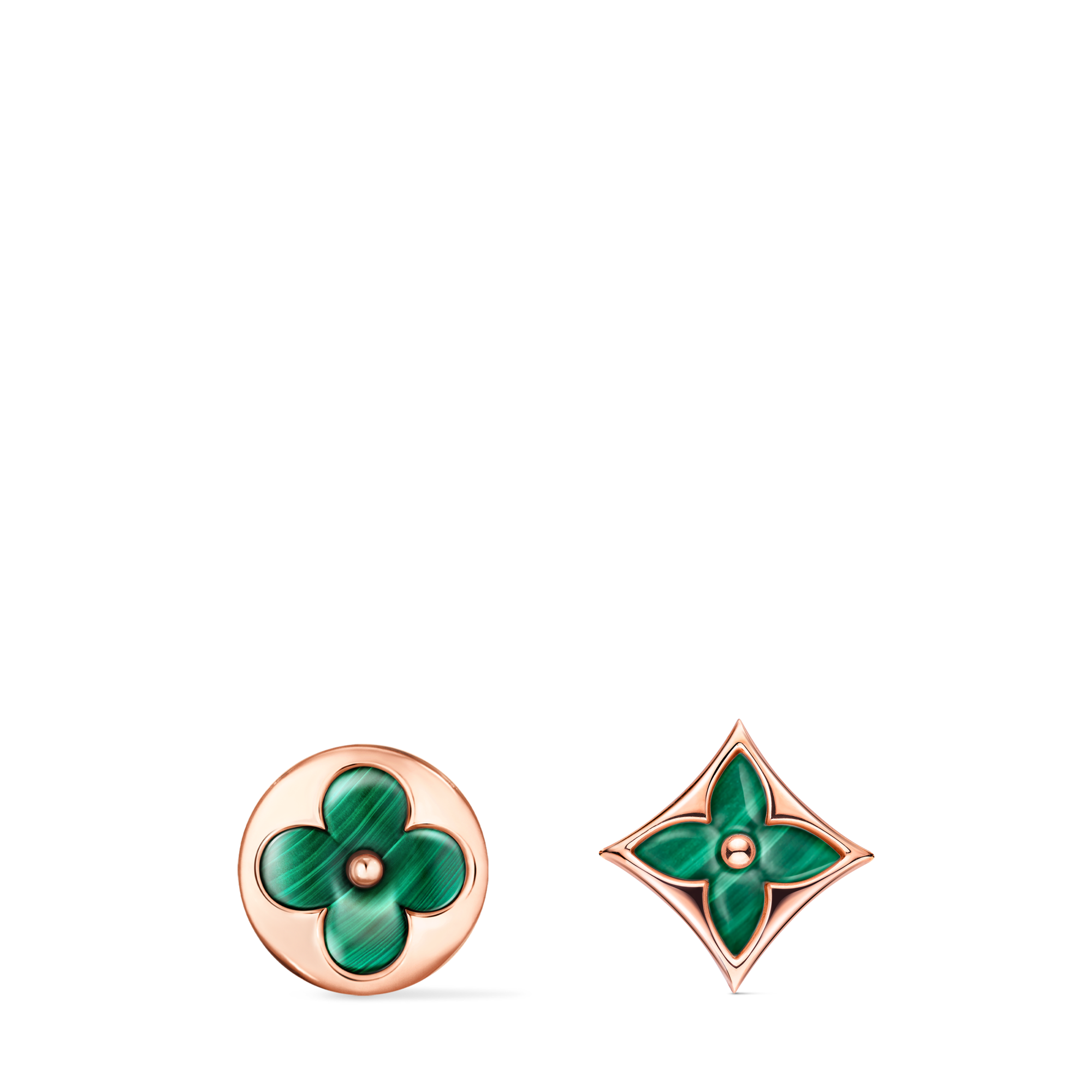 Color Blossom BB Sun Ear Stud, Pink Gold and Malachite - Per Unit  in Jewellery