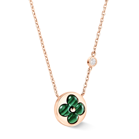 Color Blossom BB Sun Pendant, Pink Gold, Malachite And Diamond in Jewellery's Categories All Fine Jewellery collections by Louis Vuitton (Product zoom)