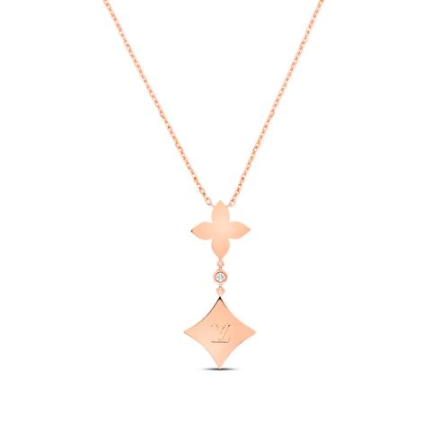 Color Blossom Double Star Pendant, Pink Gold, White Mother-Of-Pearl And Diamonds in Jewellery's Categories Necklaces and Pendants collections by Louis Vuitton (Product zoom)