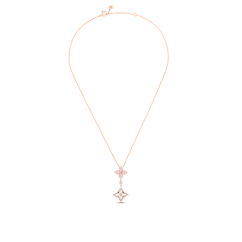 Color Blossom Double Star Pendant, Pink Gold, White Mother-Of-Pearl And Diamonds in Jewellery's Categories Necklaces and Pendants collections by Louis Vuitton (Product zoom)
