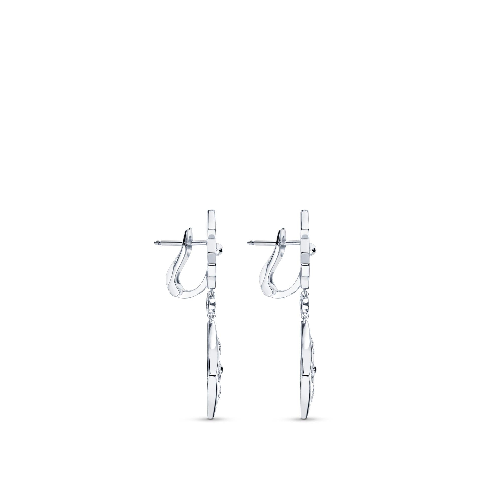 Color Blossom Long Earrings, White Gold And Diamonds  in Jewellery