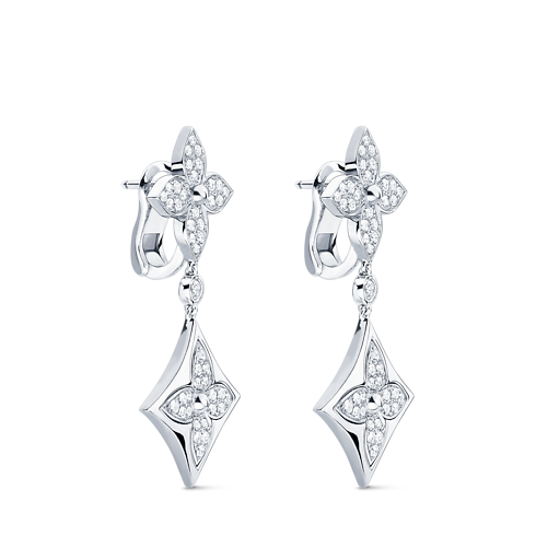 Color Blossom Long Earrings, White Gold And Diamonds in Jewellery's Categories All Fine Jewellery collections by Louis Vuitton (Product zoom)