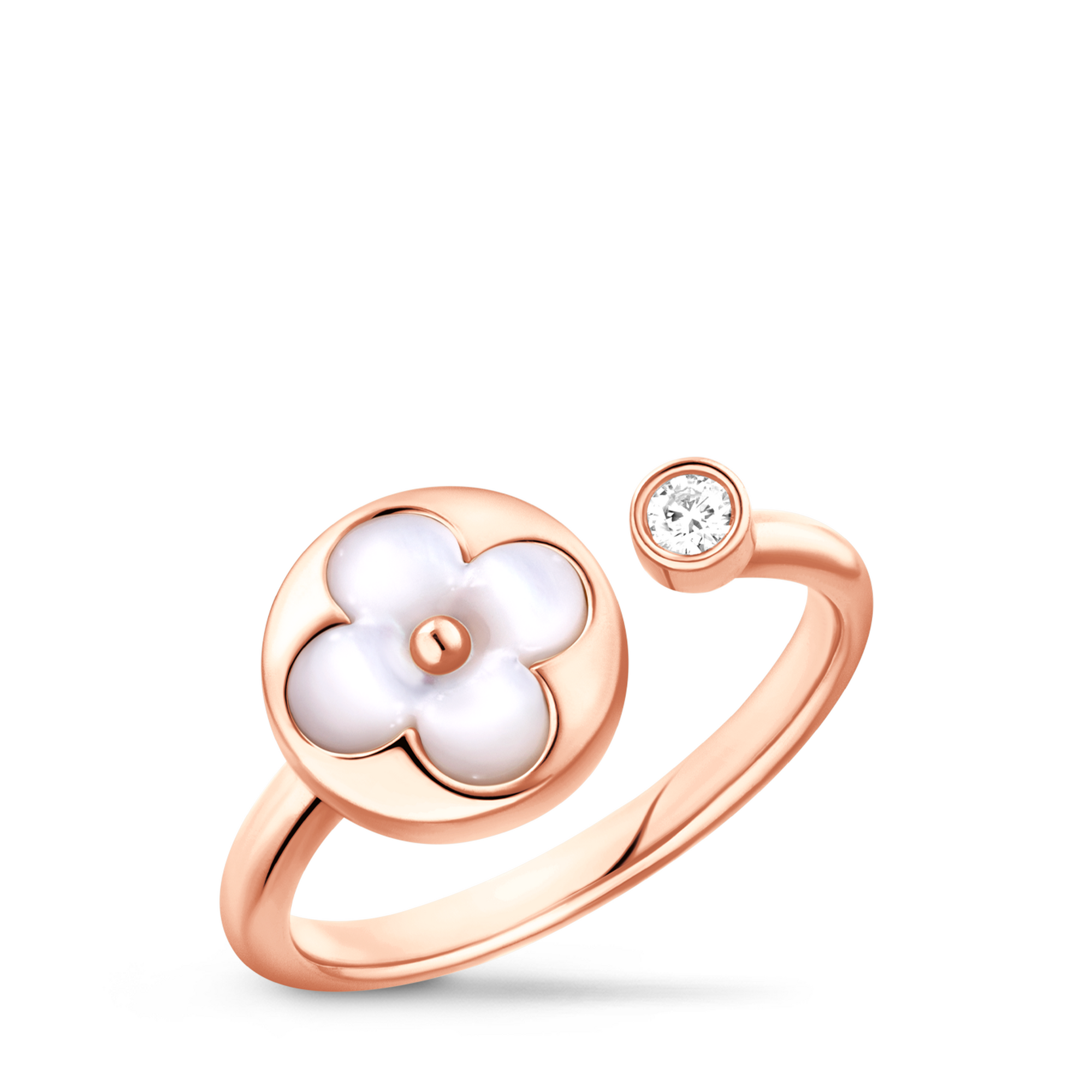 Color Blossom Mini Sun Ring, Pink Gold, White Mother-Of-Pearl And Diamond  in Jewellery