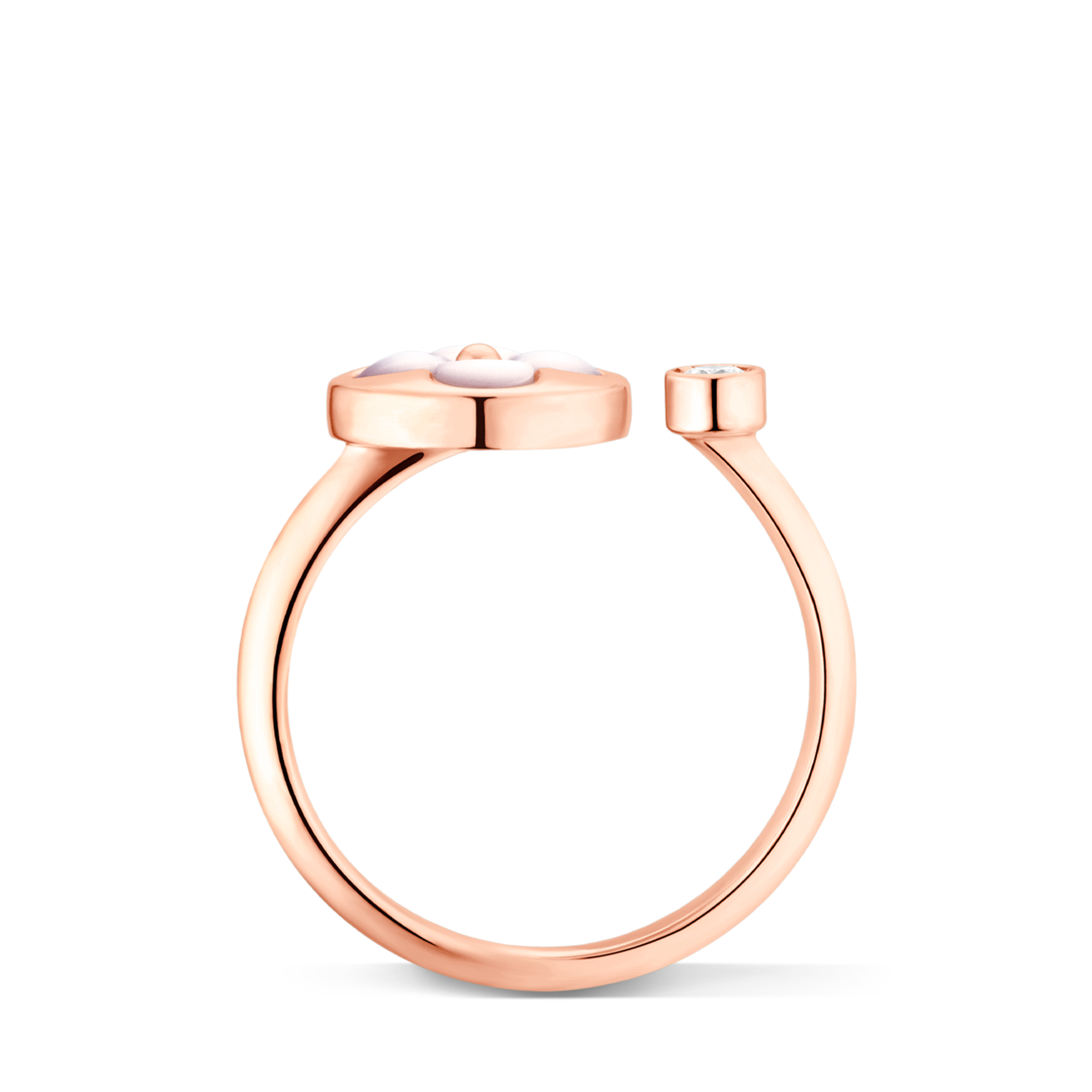 Color Blossom Mini Sun Ring, Pink Gold, White Mother-Of-Pearl And Diamond  in Jewellery