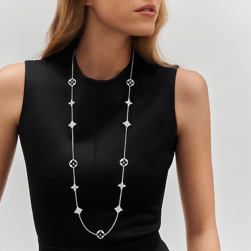 Color Blossom Sautoir, White Gold, Onyx And Diamonds in Jewellery's Categories All Fine Jewellery collections by Louis Vuitton (Product zoom)