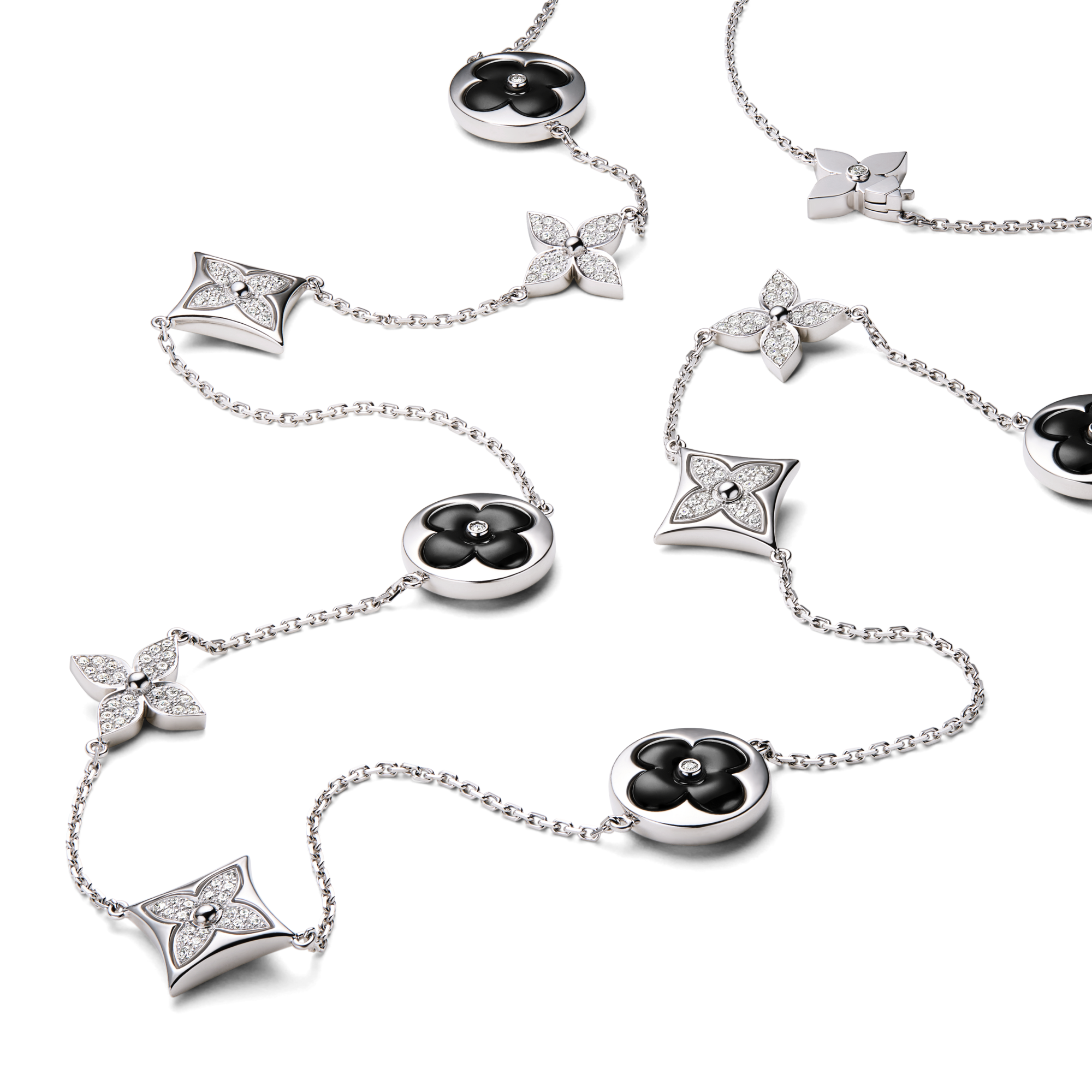 Color Blossom Sautoir, White Gold, Onyx And Diamonds  in Jewellery