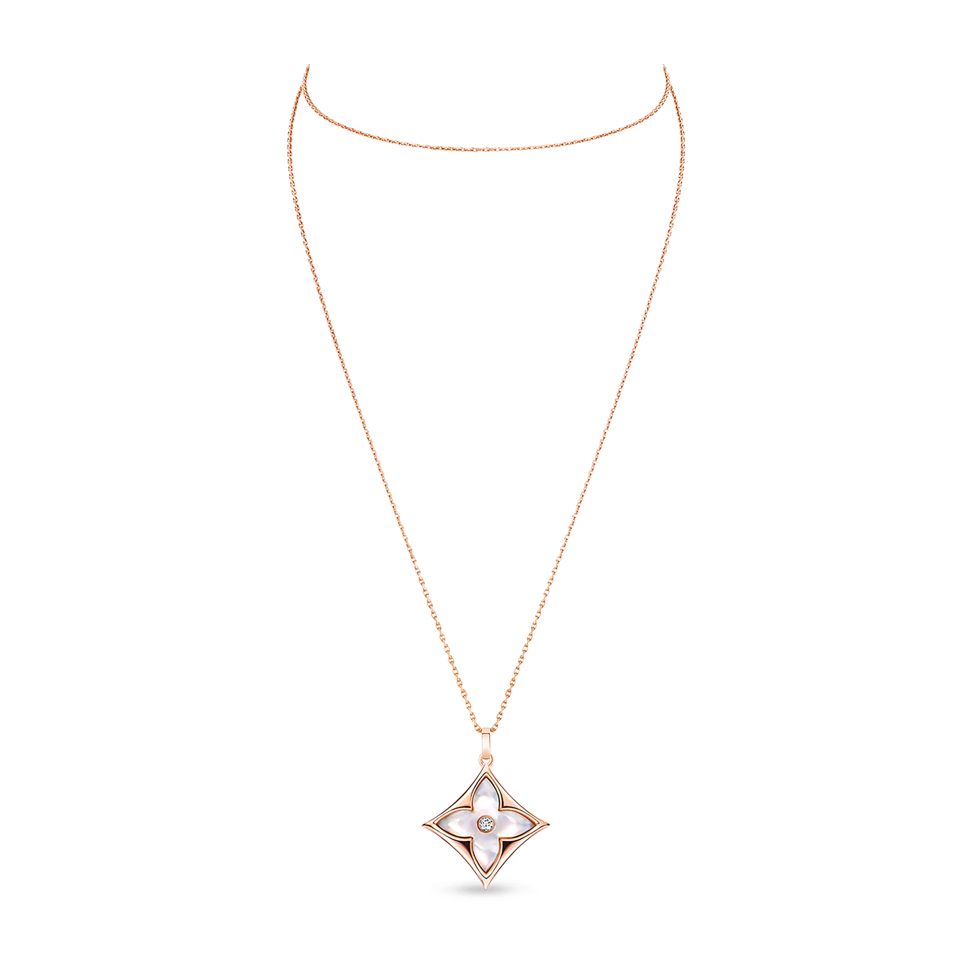 Color Blossom XL Medallion, Pink Gold, White Mother-Of-Pearl And Diamond  in Jewellery
