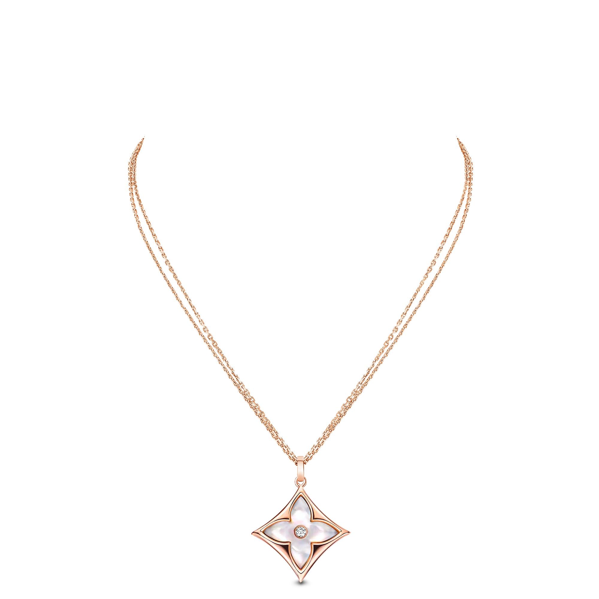 Color Blossom XL Medallion, Pink Gold, White Mother-Of-Pearl And Diamond  in Jewellery