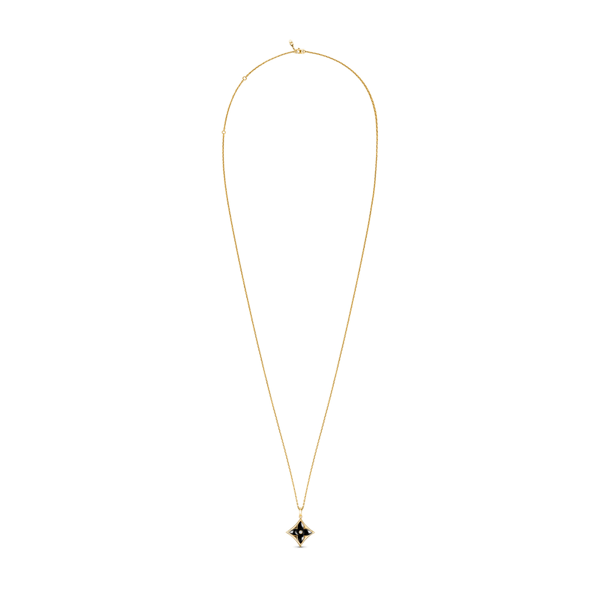 Color Blossom XL Medallion, Yellow Gold, Onyx And Diamond  in Jewellery