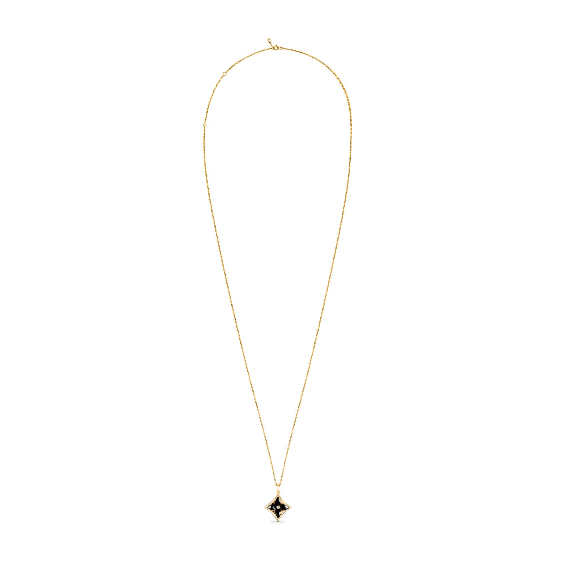 Color Blossom XL Medallion, Yellow Gold, Onyx And Diamond  in Jewellery