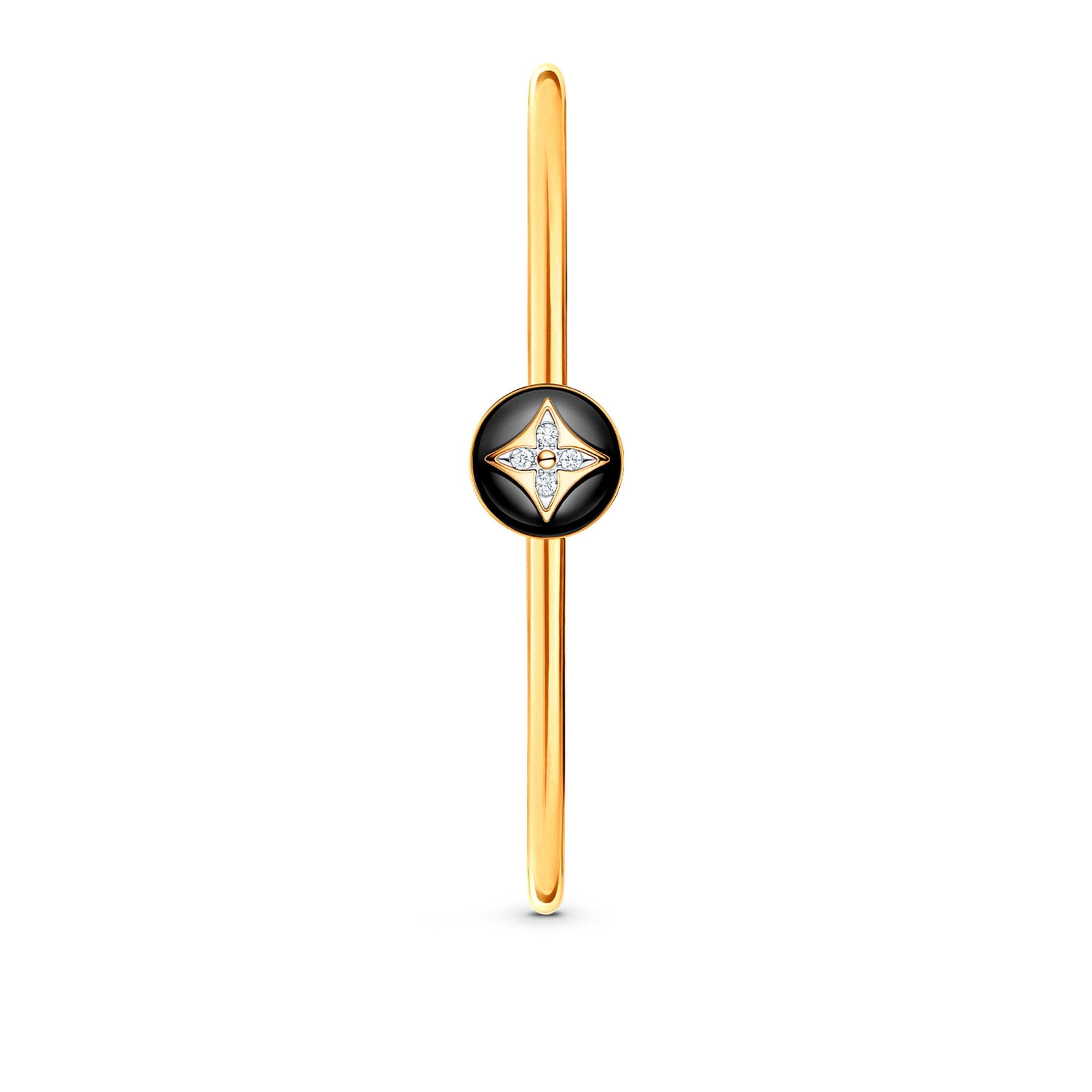 Colour Blossom Open Bangle, Yellow Gold, White Gold, Onyx And Diamonds  in Men