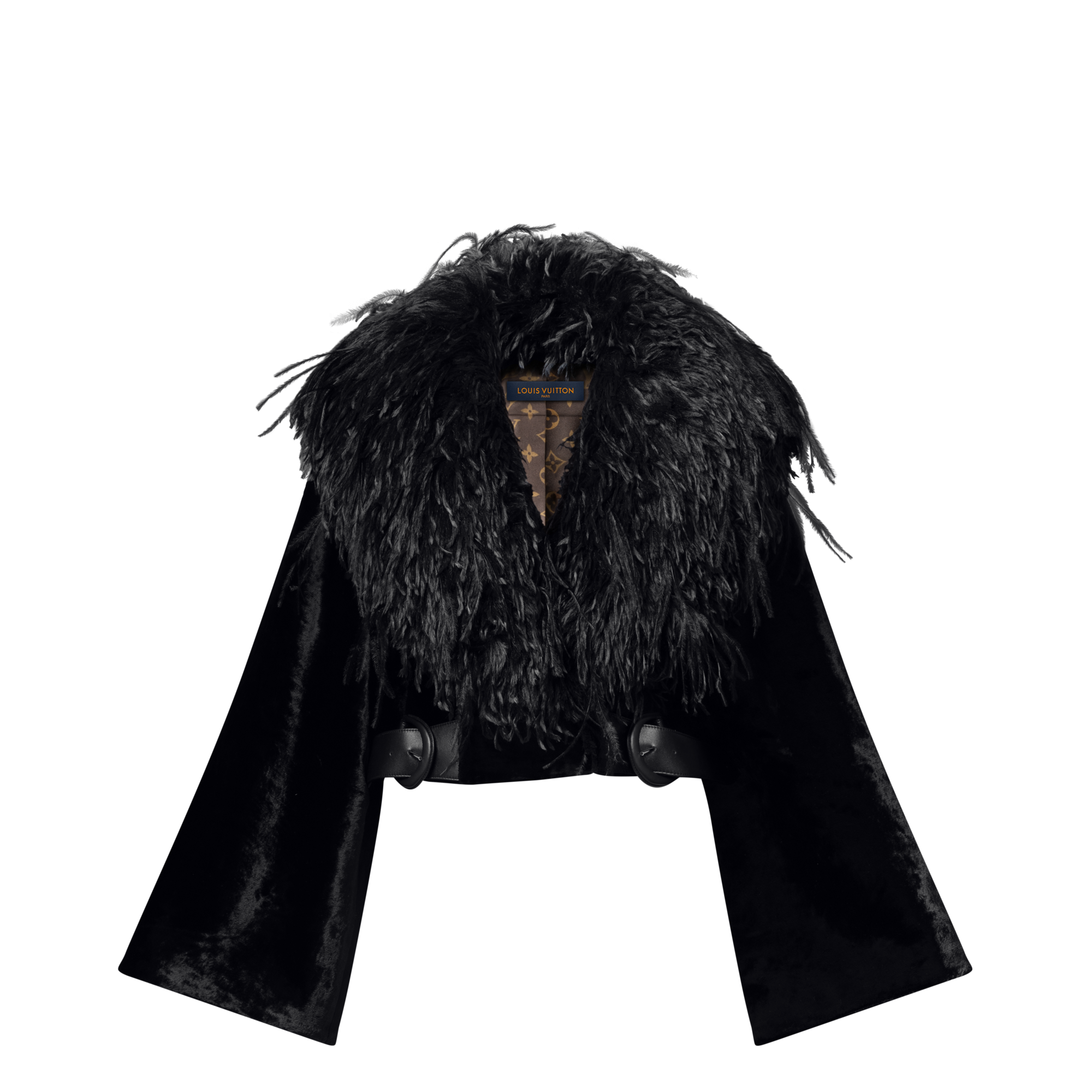 Cropped Jacket W/ Faux Fur Collar  in Women