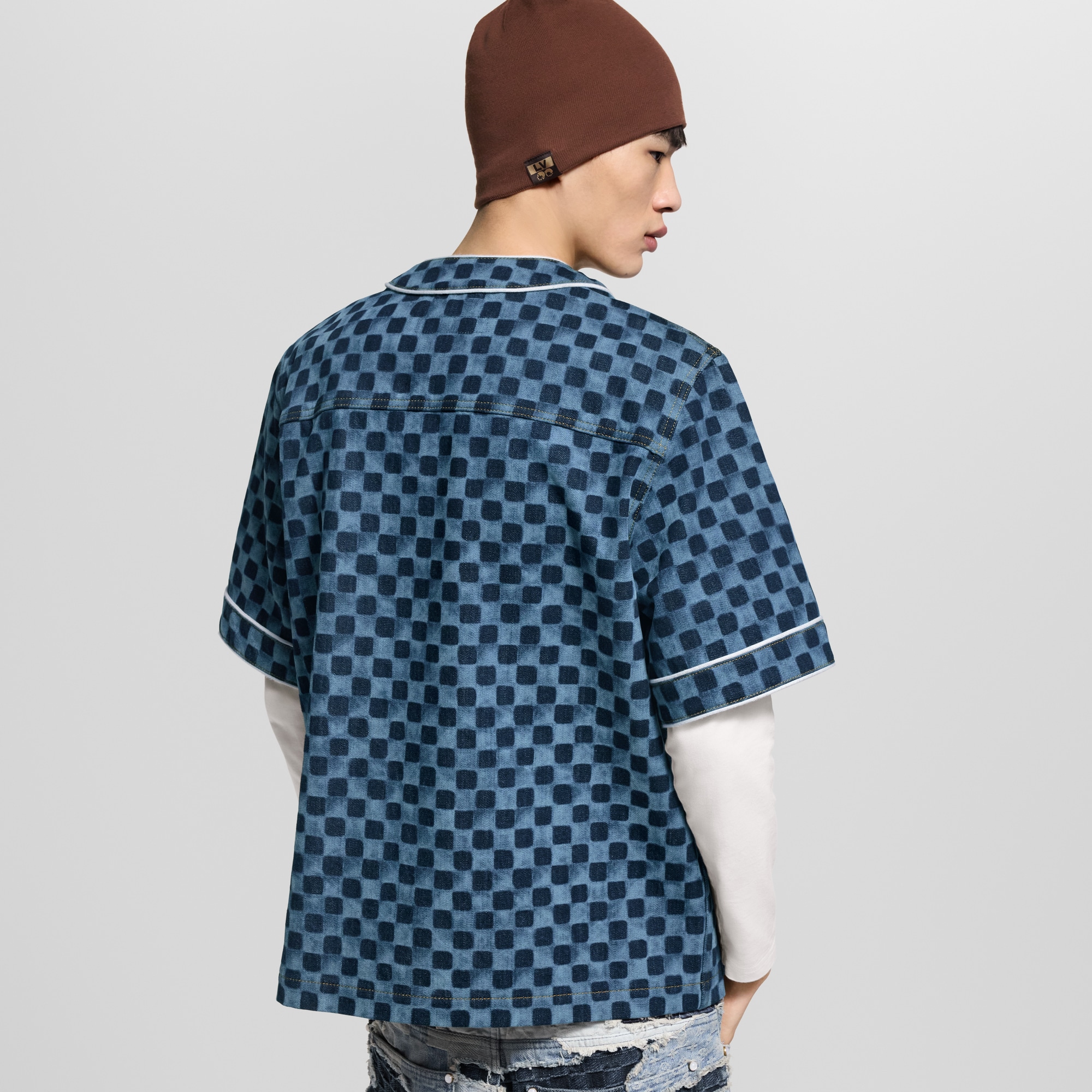 Damier Denim Baseball Shirt  in Men