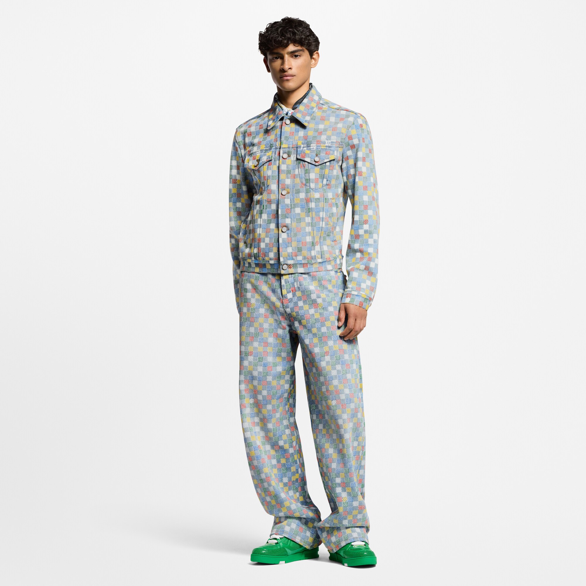 Damier Denim Wide-Leg Pants  in Men