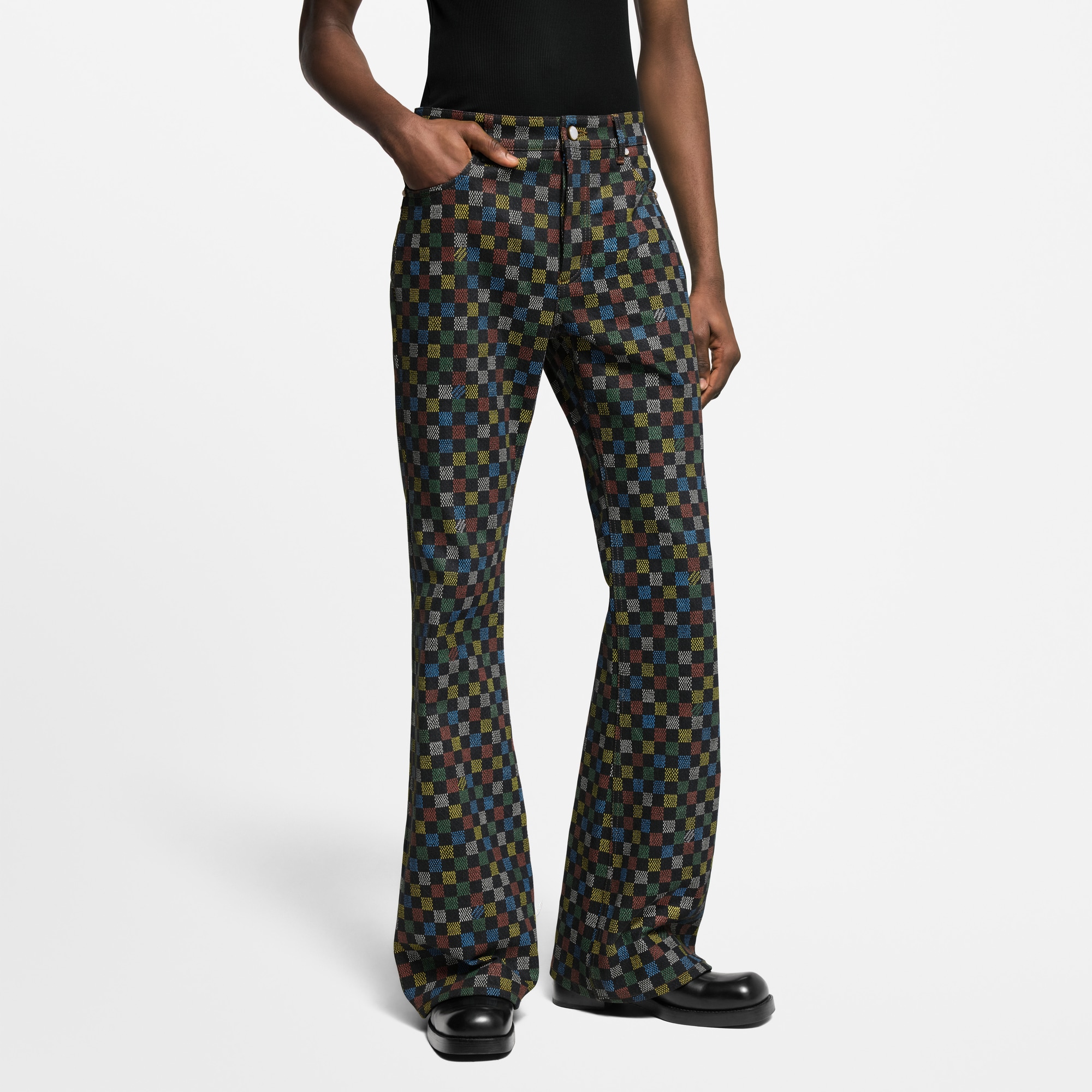 Damier Flared Denim Pants   in Men