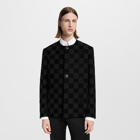 Damier Flock Collarless Jacket in Men's Ready-to-Wear Blazers and Jackets collections by Louis Vuitton (Product zoom)