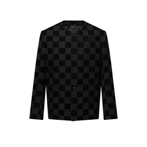 Damier Flock Collarless Jacket in Men's Ready-to-Wear Blazers and Jackets collections by Louis Vuitton (Product zoom)