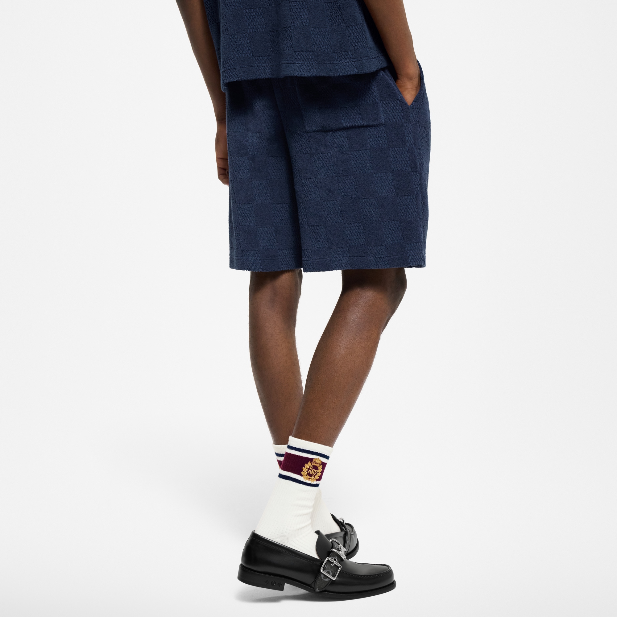 Damier French Terry Cotton-Blend Shorts  in Men