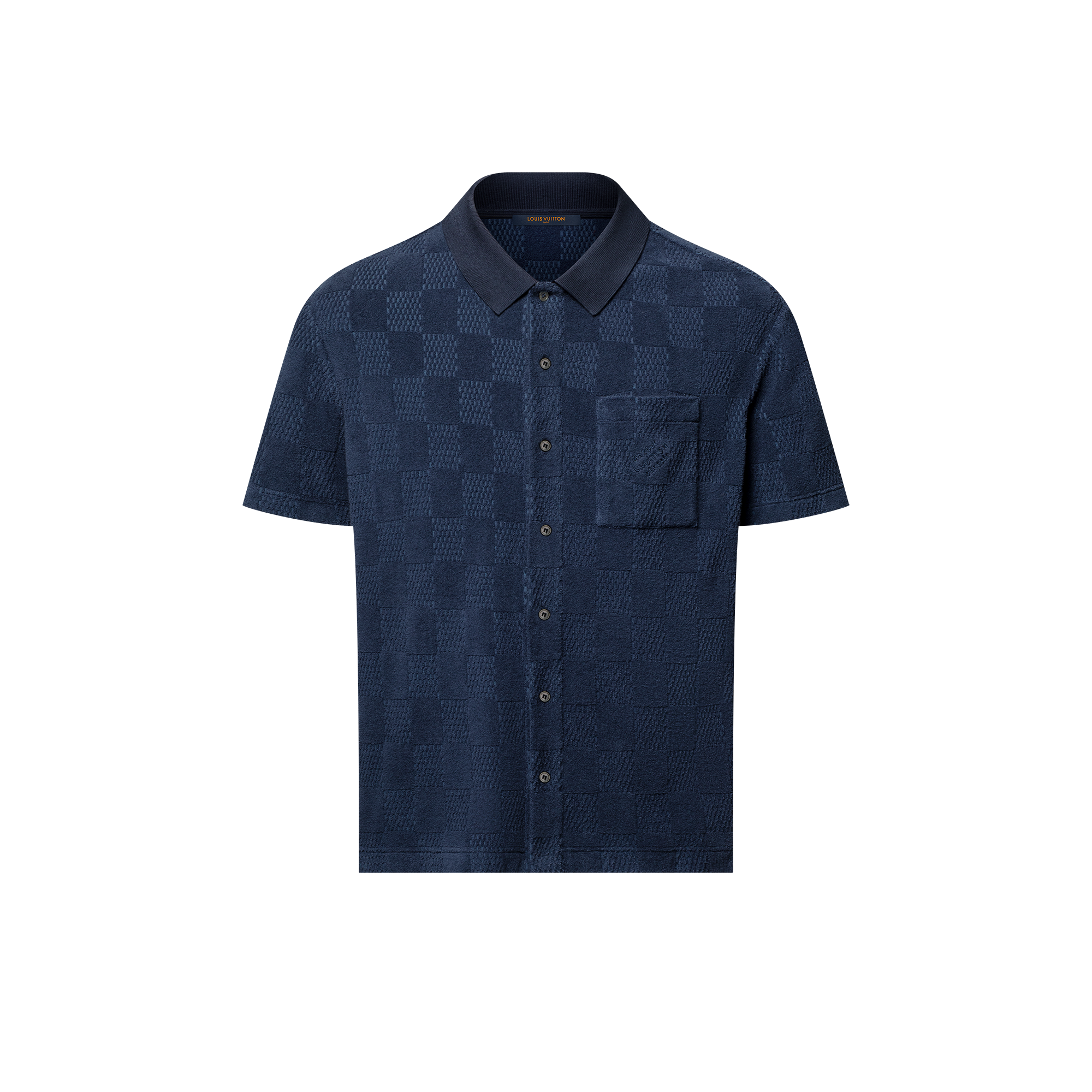 Damier French Terry Short-Sleeved Cotton-Blend Shirt  in Men