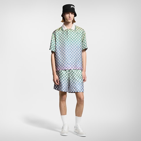 Damier Gradient Printed Silk Polo Shirt in Men's Ready-to-Wear Shirts collections by Louis Vuitton (Product zoom)