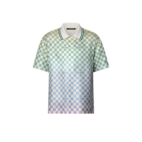 Damier Gradient Printed Silk Polo Shirt in Men's Ready-to-Wear Shirts collections by Louis Vuitton (Product zoom)