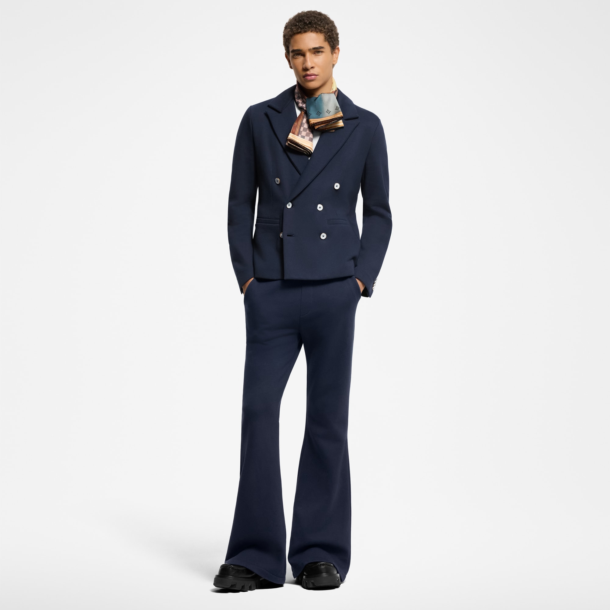 Double-Breasted Cotton And Cashmere Jersey Jacket  in Men