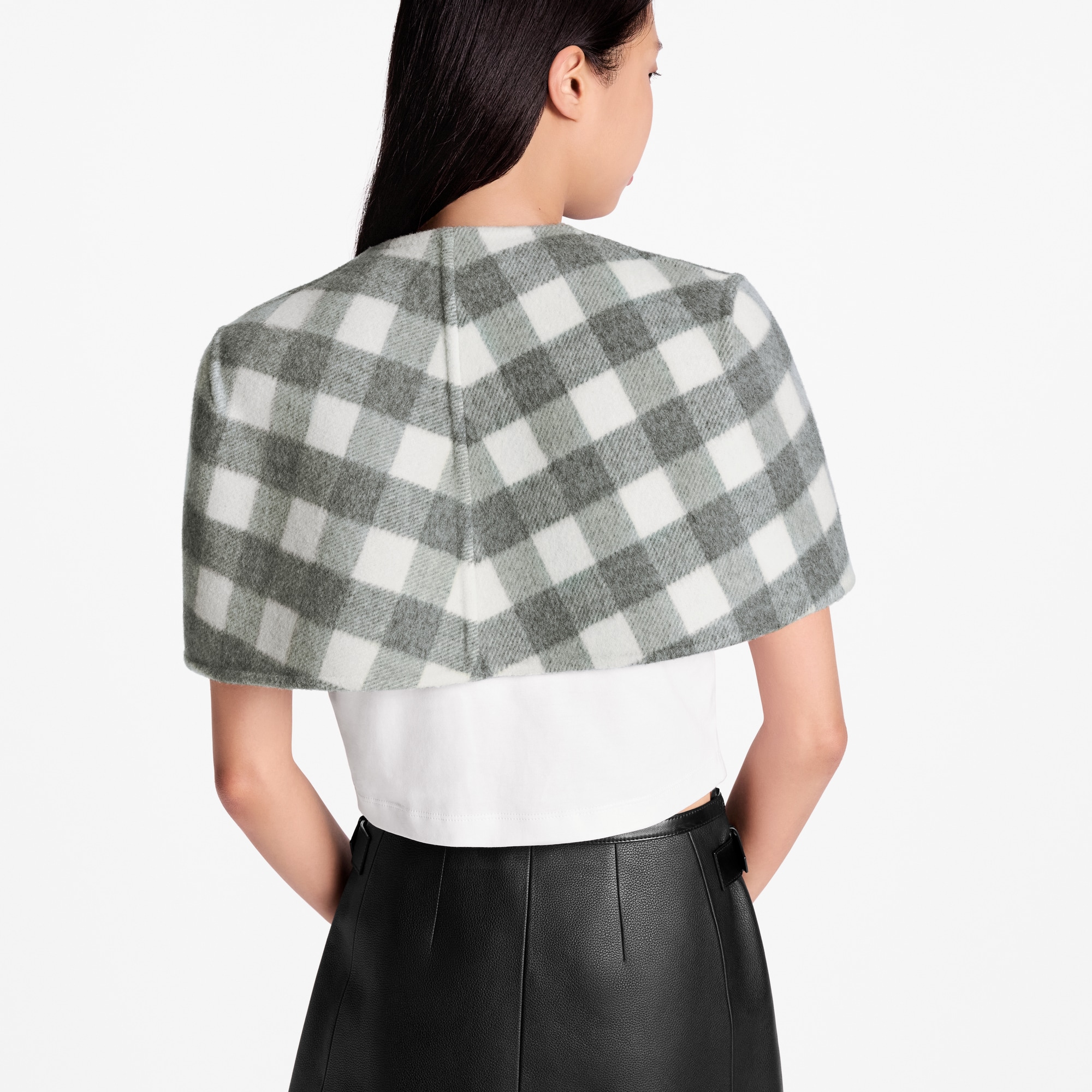 Double Face Check Capelet  in Women