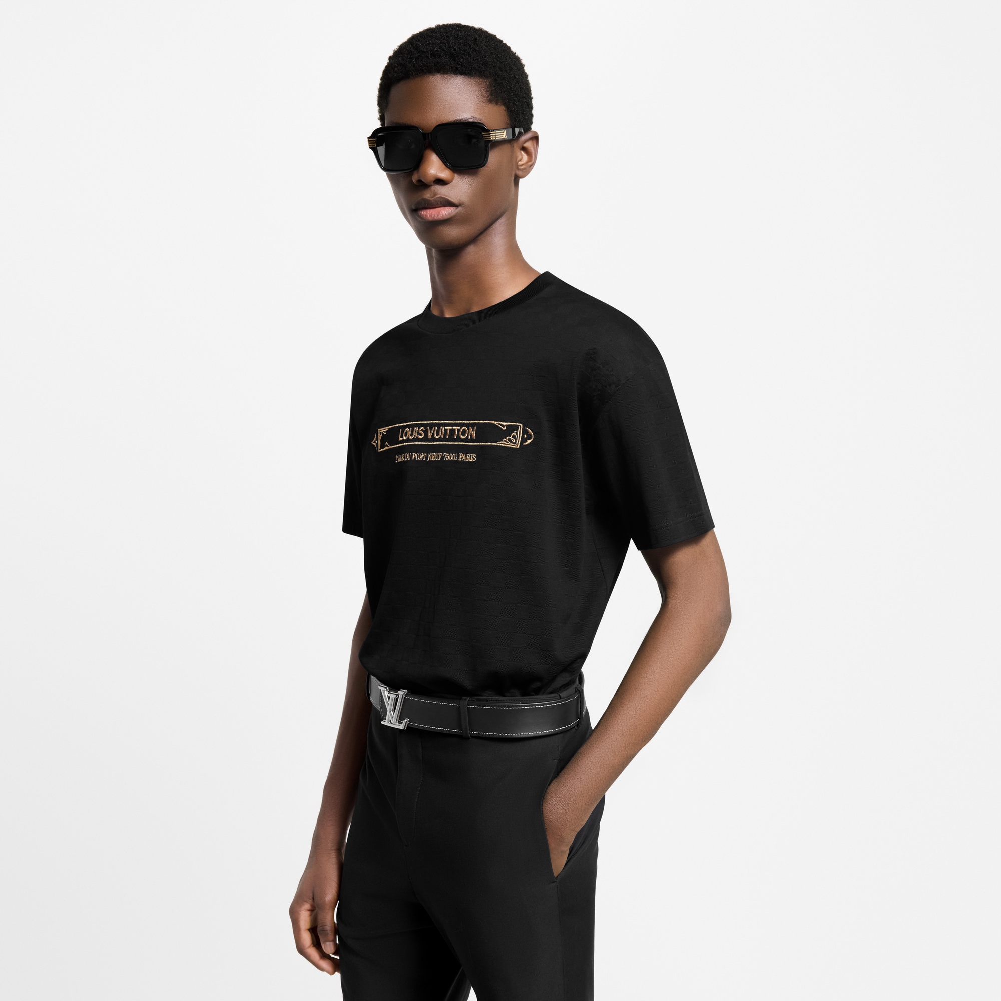 Embellished Damier Pique T-Shirt  in Men