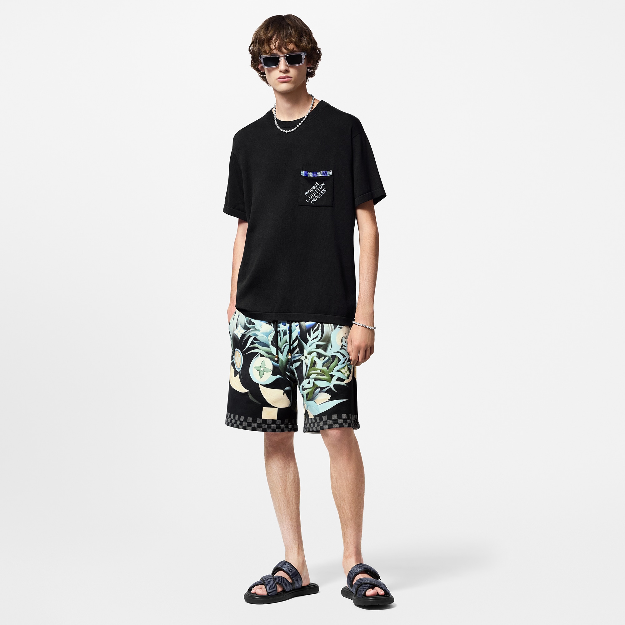Embellished Short-Sleeved Cotton Crewneck  in Men