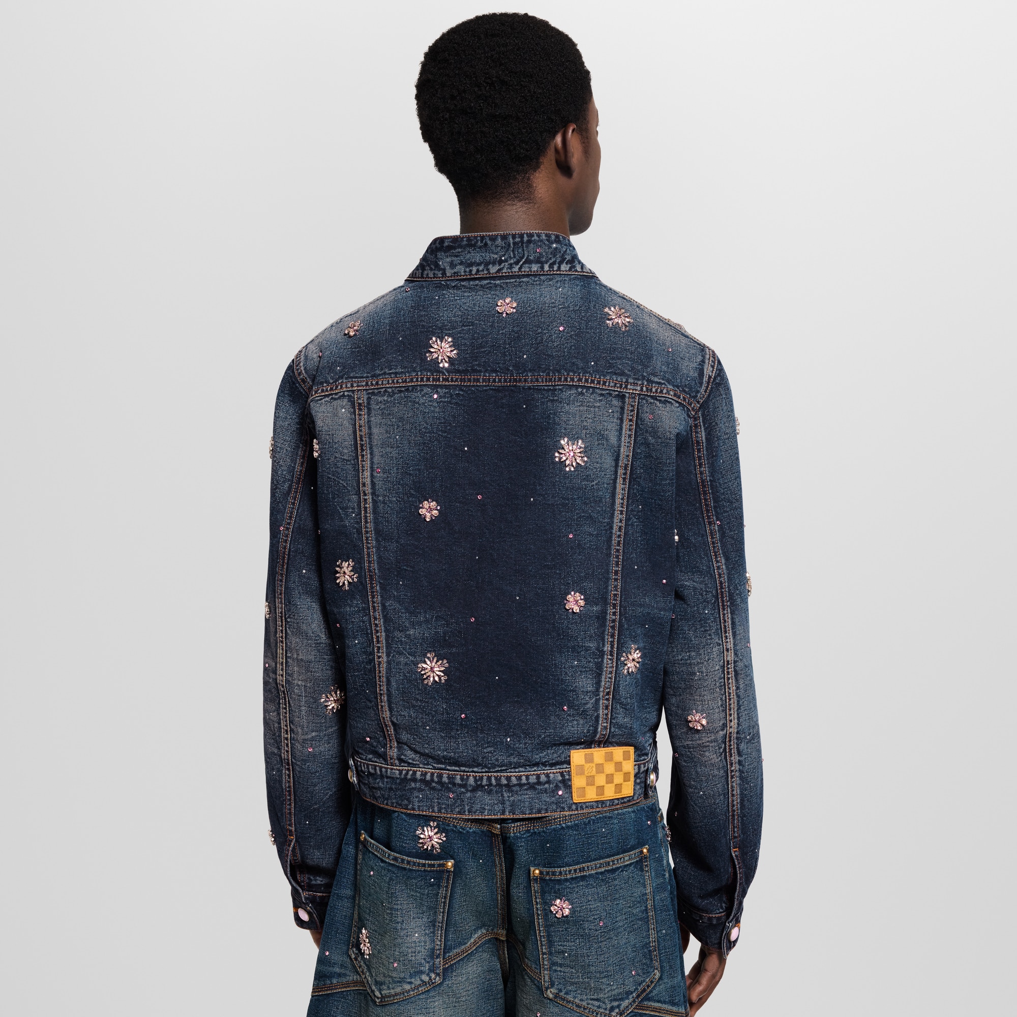 Embroidered Denim Kimono Jacket  in Men