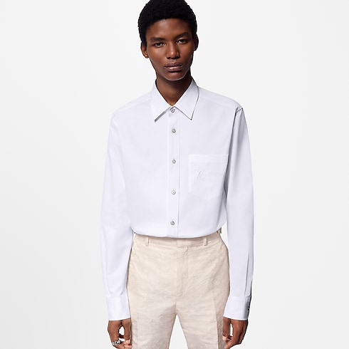 Embroidered Long-Sleeved Cotton Shirt in Men's Ready-to-Wear Shirts collections by Louis Vuitton (Product zoom)
