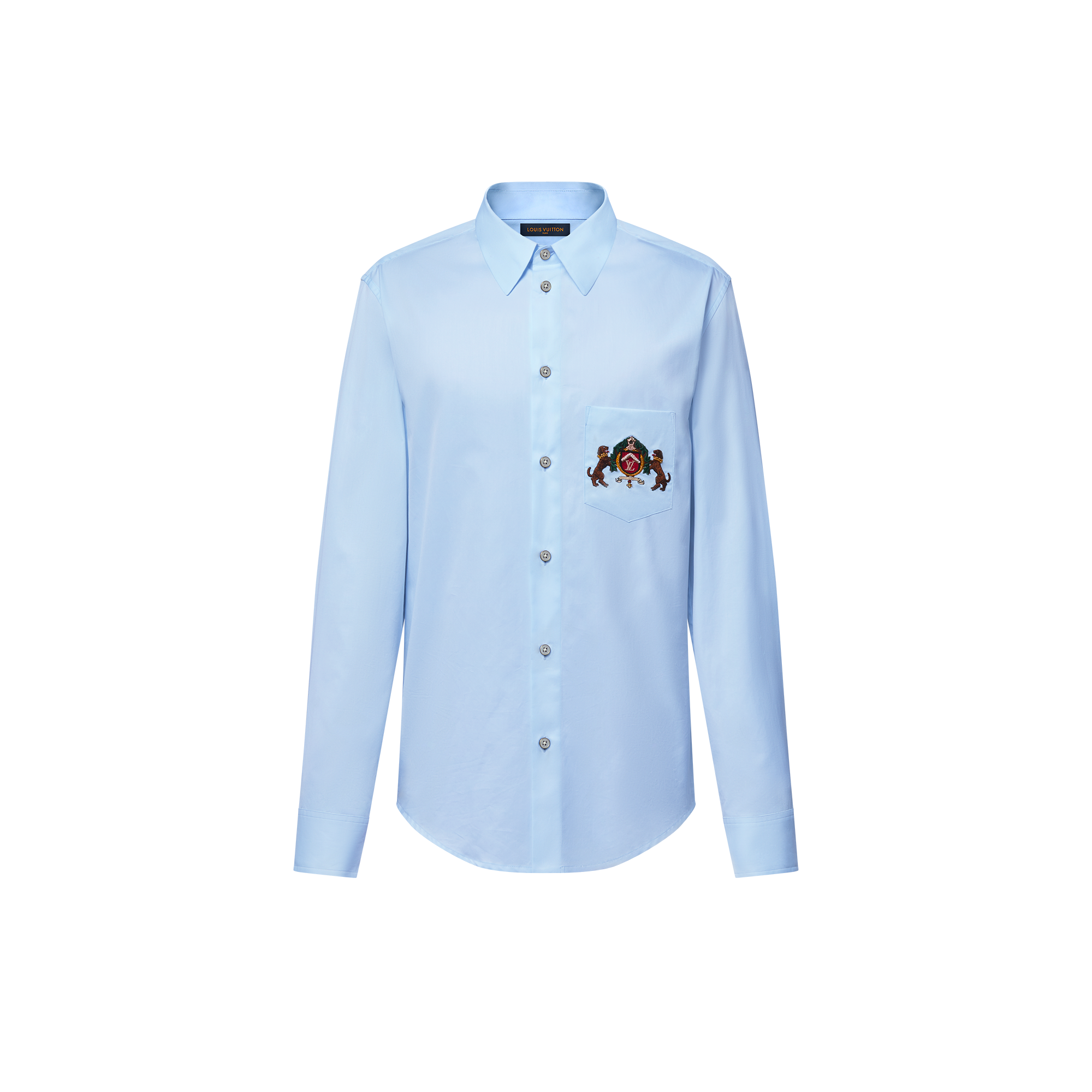 Embroidered Long-Sleeved Cotton Shirt  in Men
