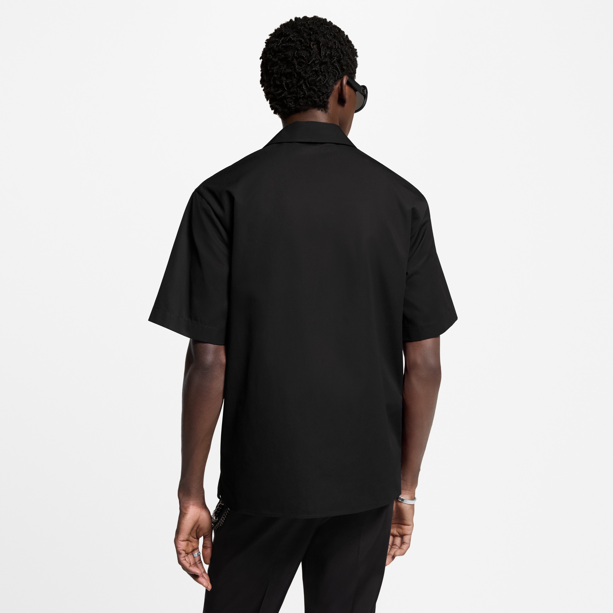 Embroidered Short-Sleeved Cotton Shirt  in Men