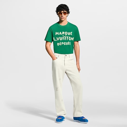 Embroidered Signature Short-Sleeved T-Shirt in Men's Ready-to-Wear T-shirts and Polos collections by Louis Vuitton (Product zoom)