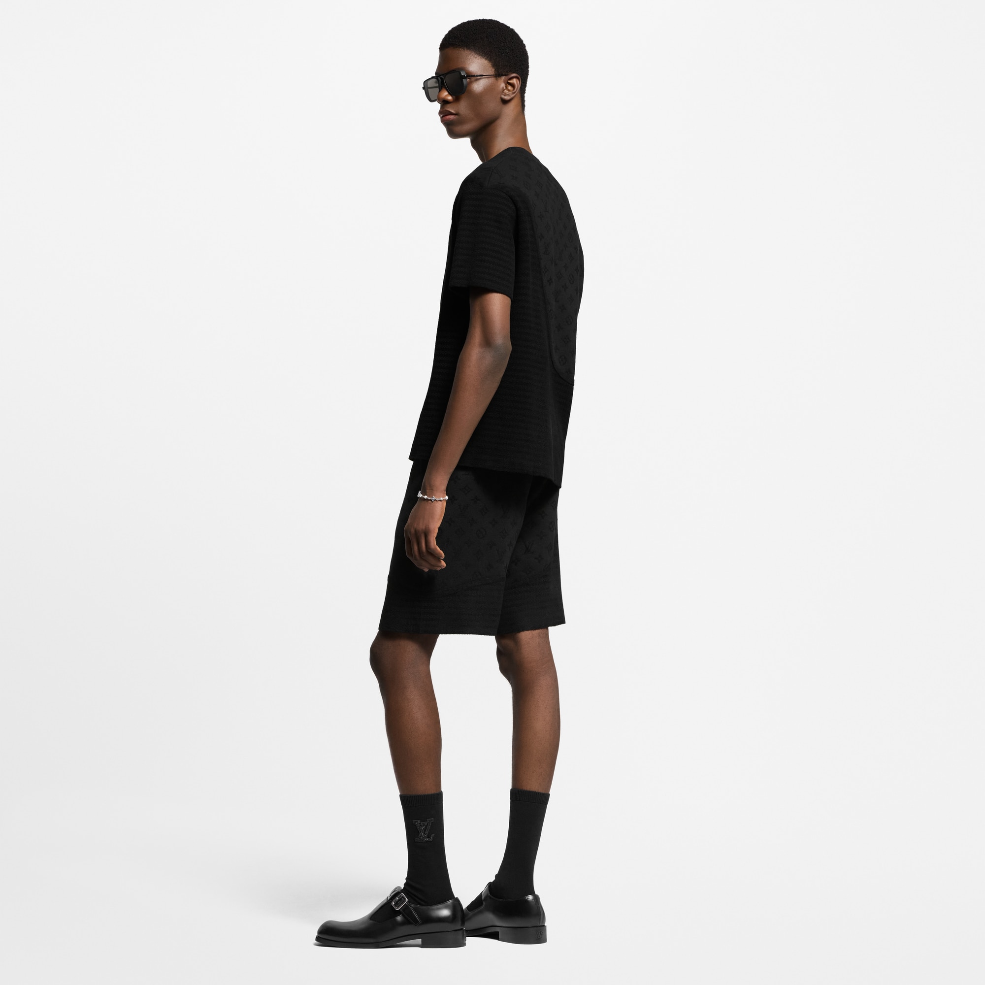 Graphic Jacquard Knitted Shorts  in Men