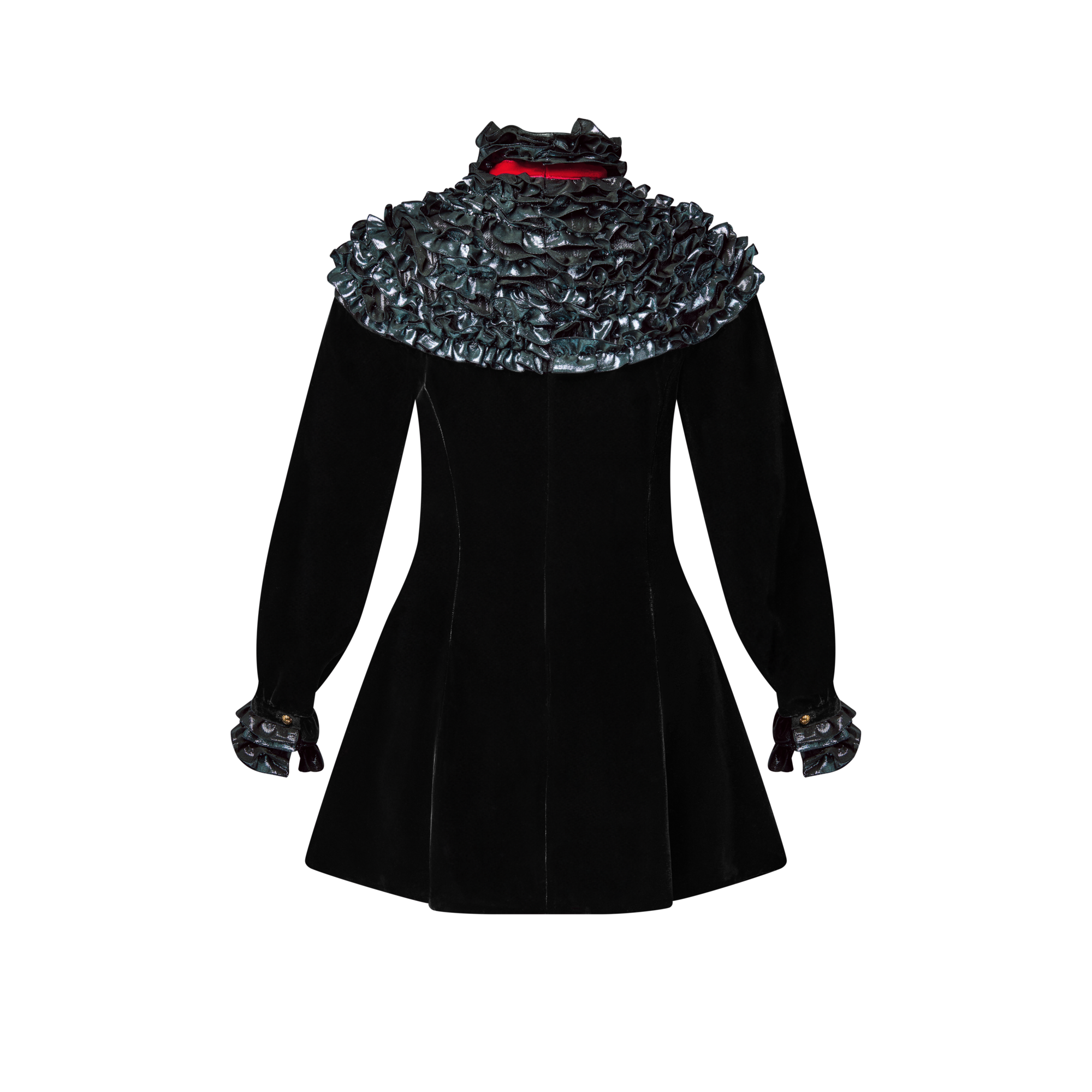 High Collar Frills Dress  in Women