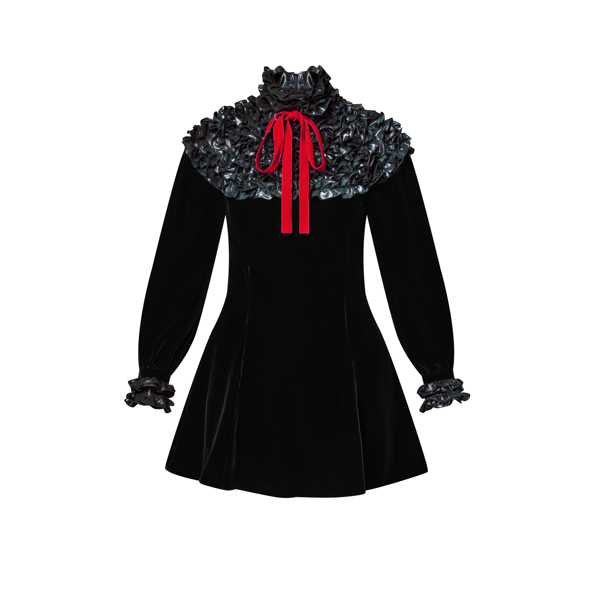 High Collar Frills Dress  in Women