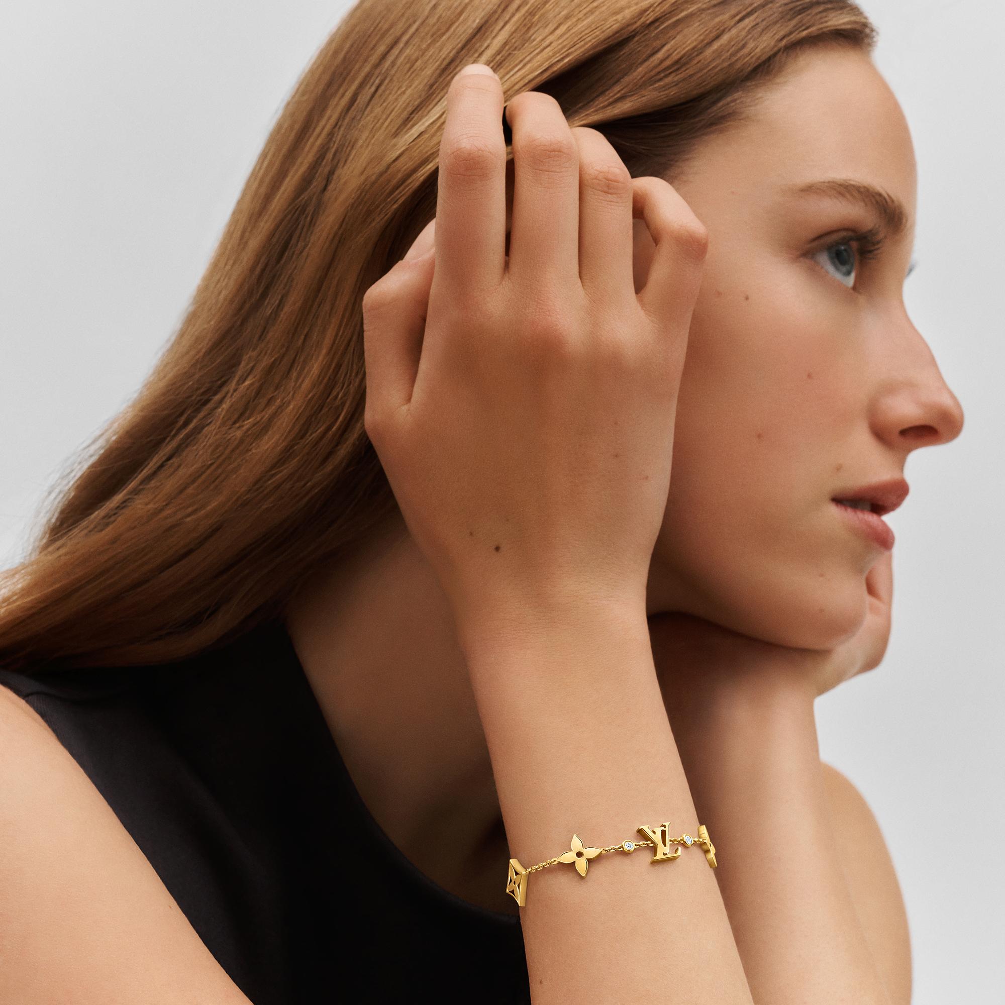 Idylle Blossom Monogram Bracelet, Yellow Gold and Diamonds  in Jewellery